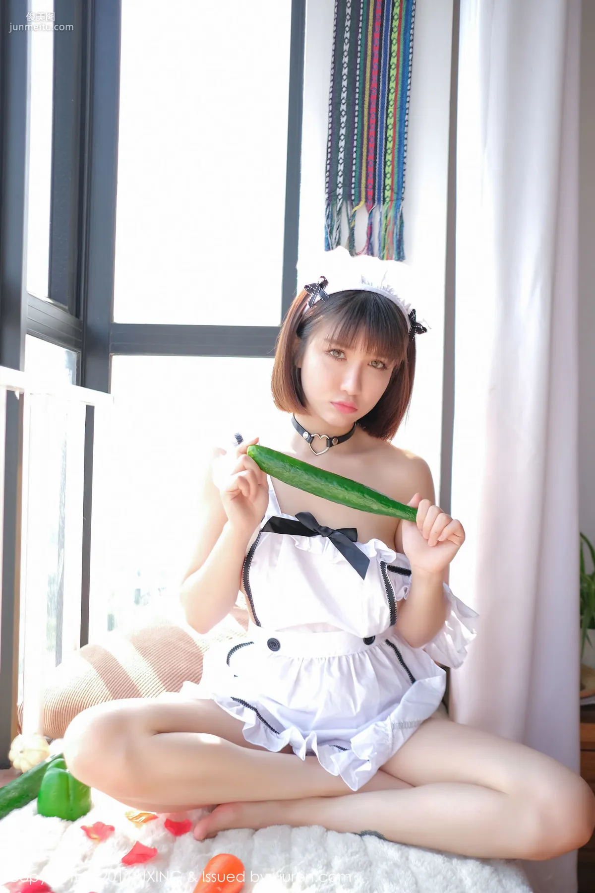 K8 Aojiao Mengmeng Vivian, Maid Outfit + Cucumber Theme [UXING] VOL.058 Photo Set photo 10