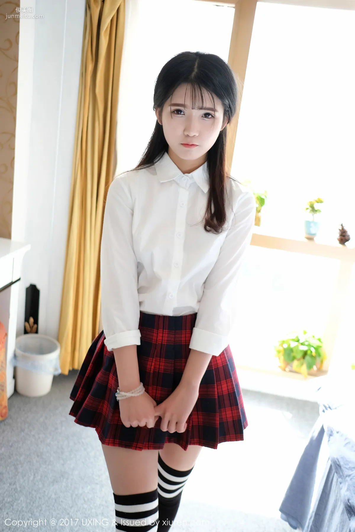 Cute Little Leaf Shirt Student Uniform + Lace Lingerie [UXING] VOL.046 Photo Set photo 1