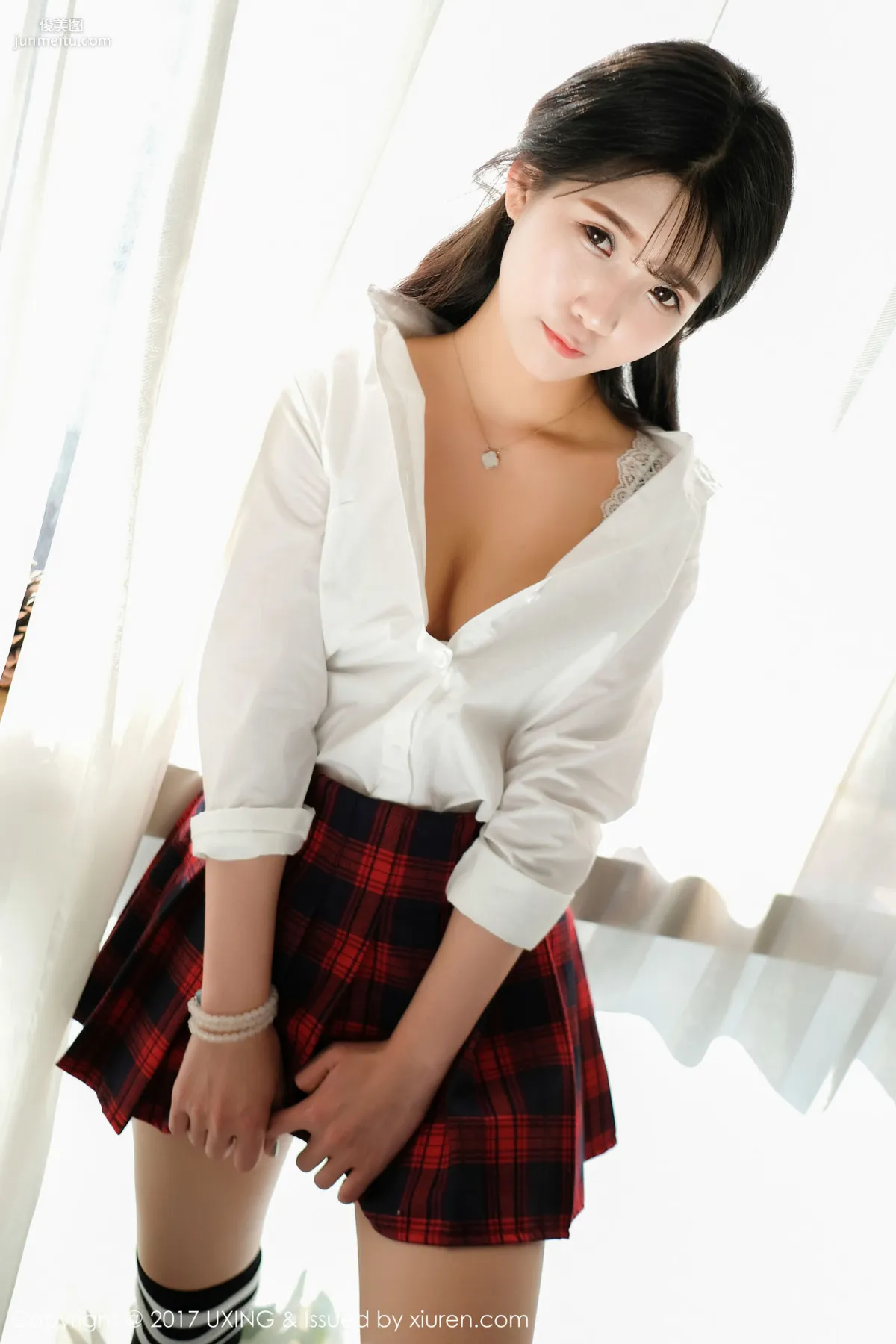 Cute Little Leaf Shirt Student Uniform + Lace Lingerie [UXING] VOL.046 Photo Set photo 28