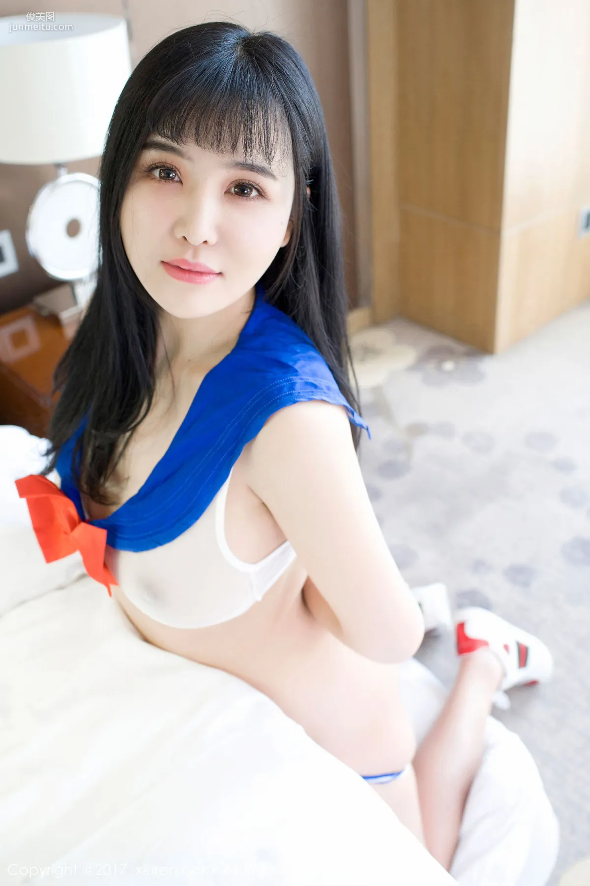 Liu Yuer Lace Sexy Open-Chest Bikini + Japanese Semi-Sheer Uniform [XiuRen] No.734 Photo Set photo 7
