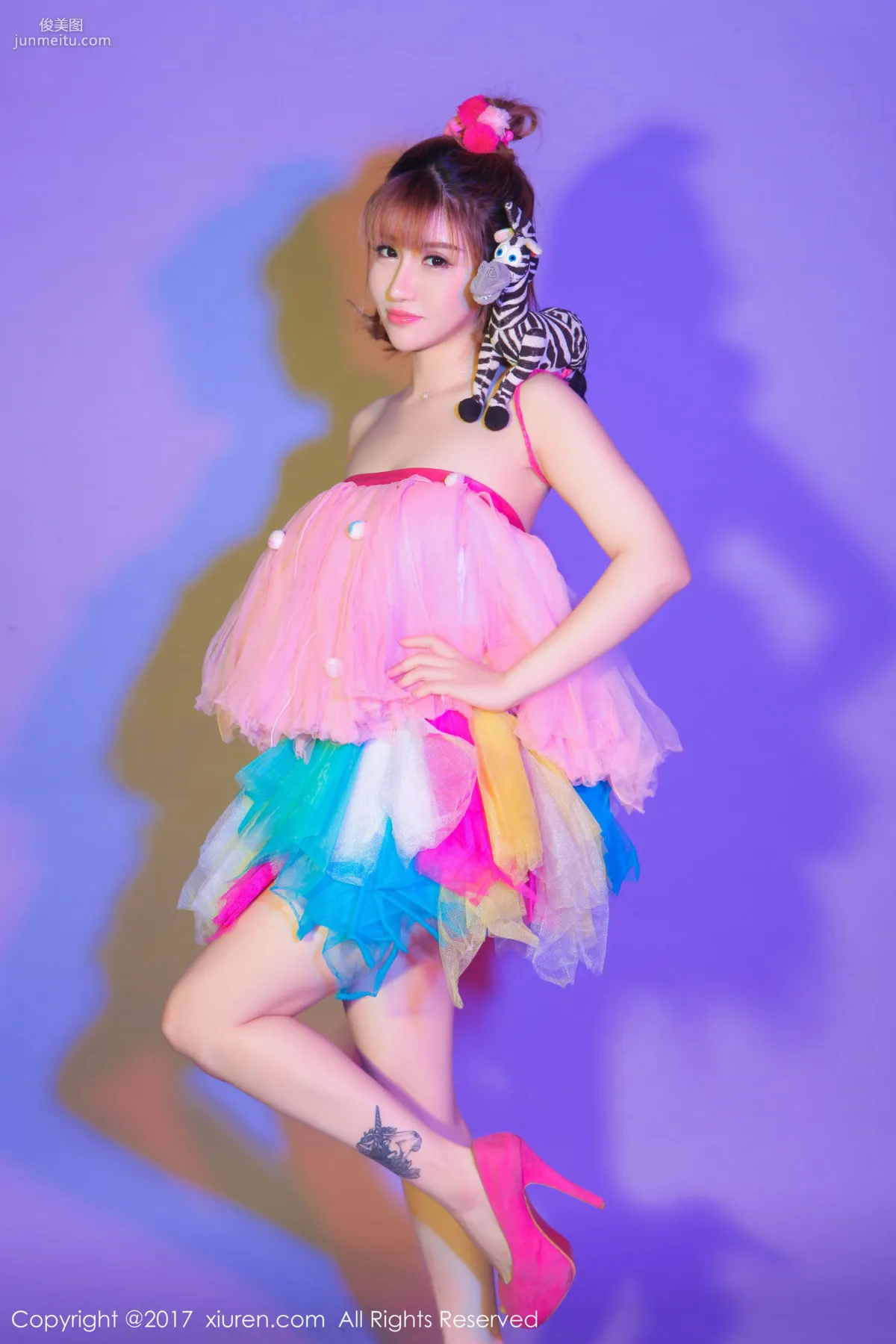K8 Aojiao Mengmeng Vivian "COS Super Sonico + Dreamy Rainbow Skirt" [XiuRen] No.722 Photo Set photo 5