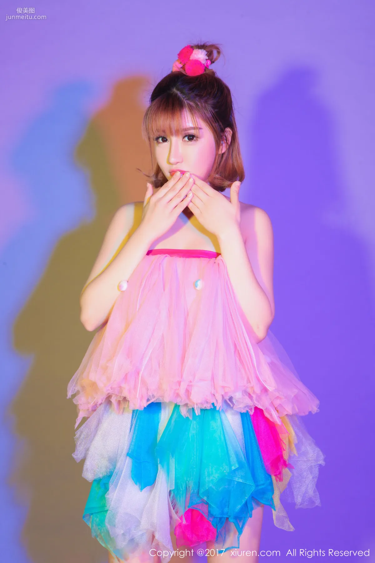 K8 Aojiao Mengmeng Vivian "COS Super Sonico + Dreamy Rainbow Skirt" [XiuRen] No.722 Photo Set photo 3