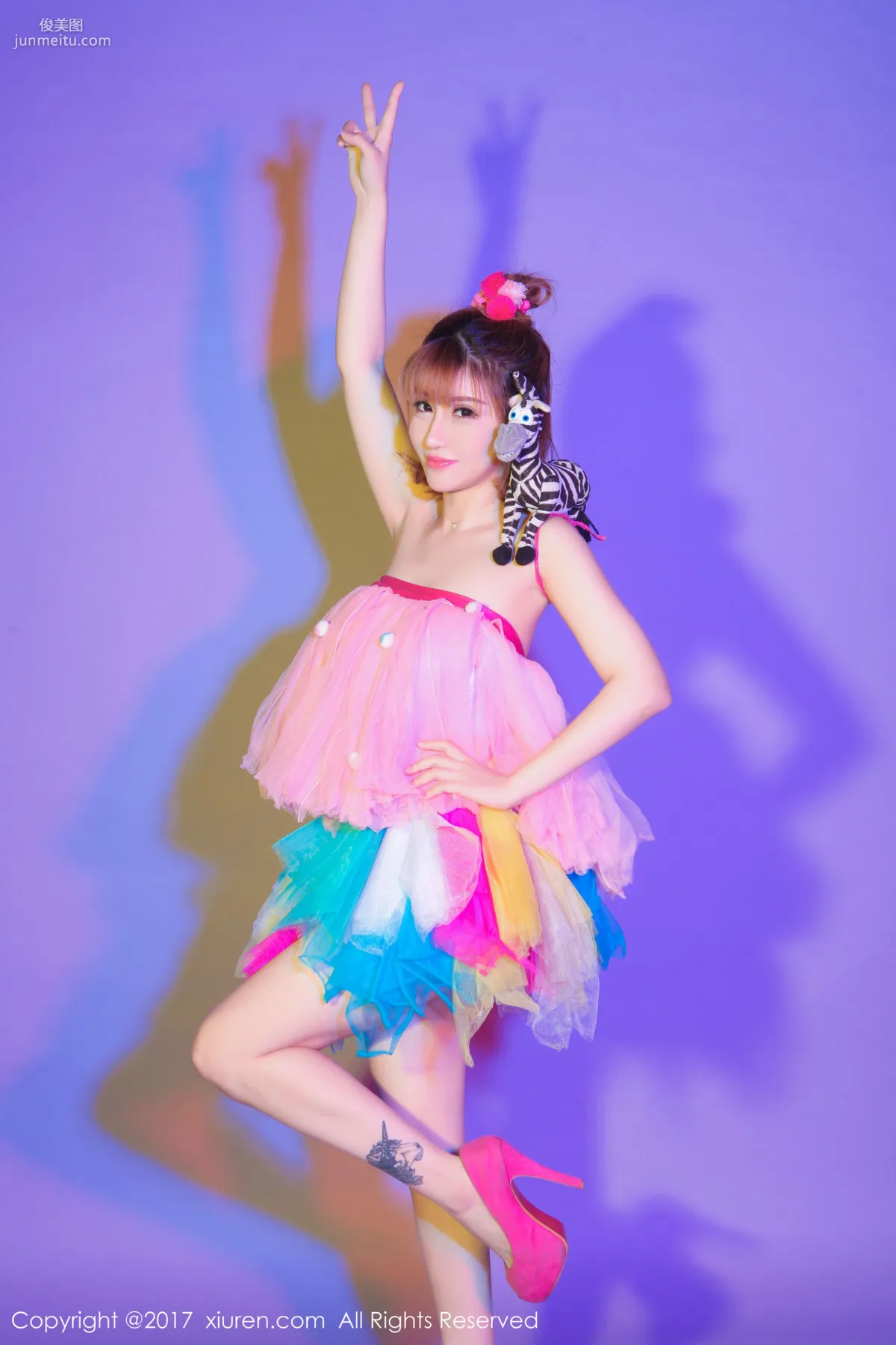 K8 Aojiao Mengmeng Vivian "COS Super Sonico + Dreamy Rainbow Skirt" [XiuRen] No.722 Photo Set photo 6