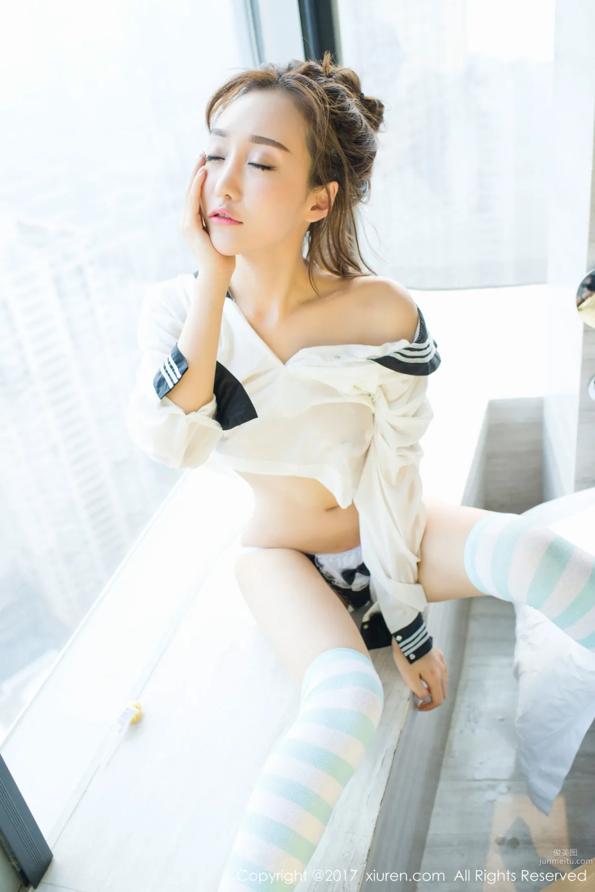 Gu Can, Transparent School Uniform Wet Body and Strap High-Cut Temptation [XiuRen] No.779 Photo Set photo 14
