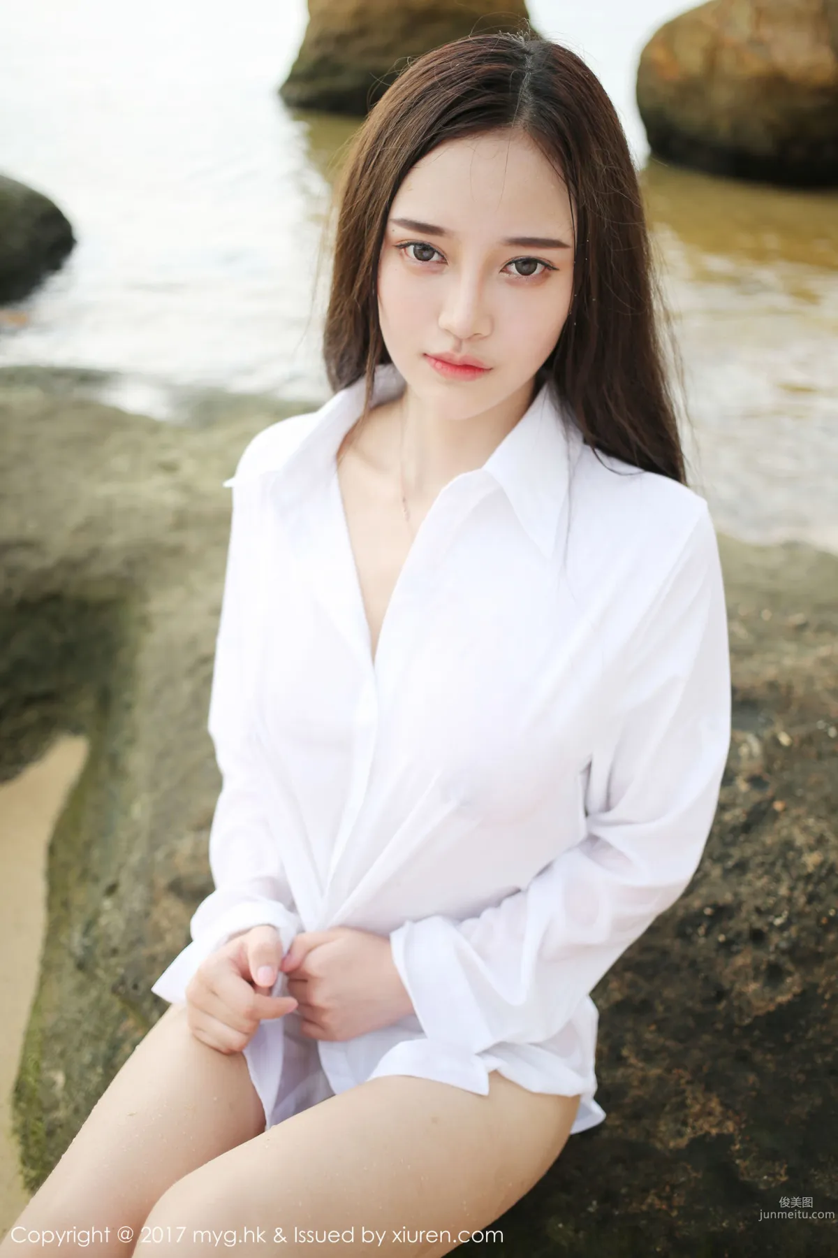 Tang Qier il, Seaside White Shirt and Short Skirt Series [MyGirl] VOL.259 Photo Set photo 57