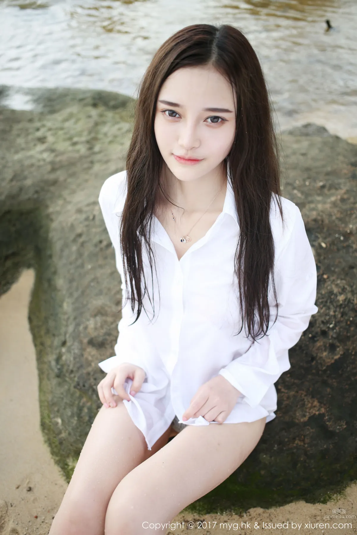 Tang Qier il, Seaside White Shirt and Short Skirt Series [MyGirl] VOL.259 Photo Set photo 52