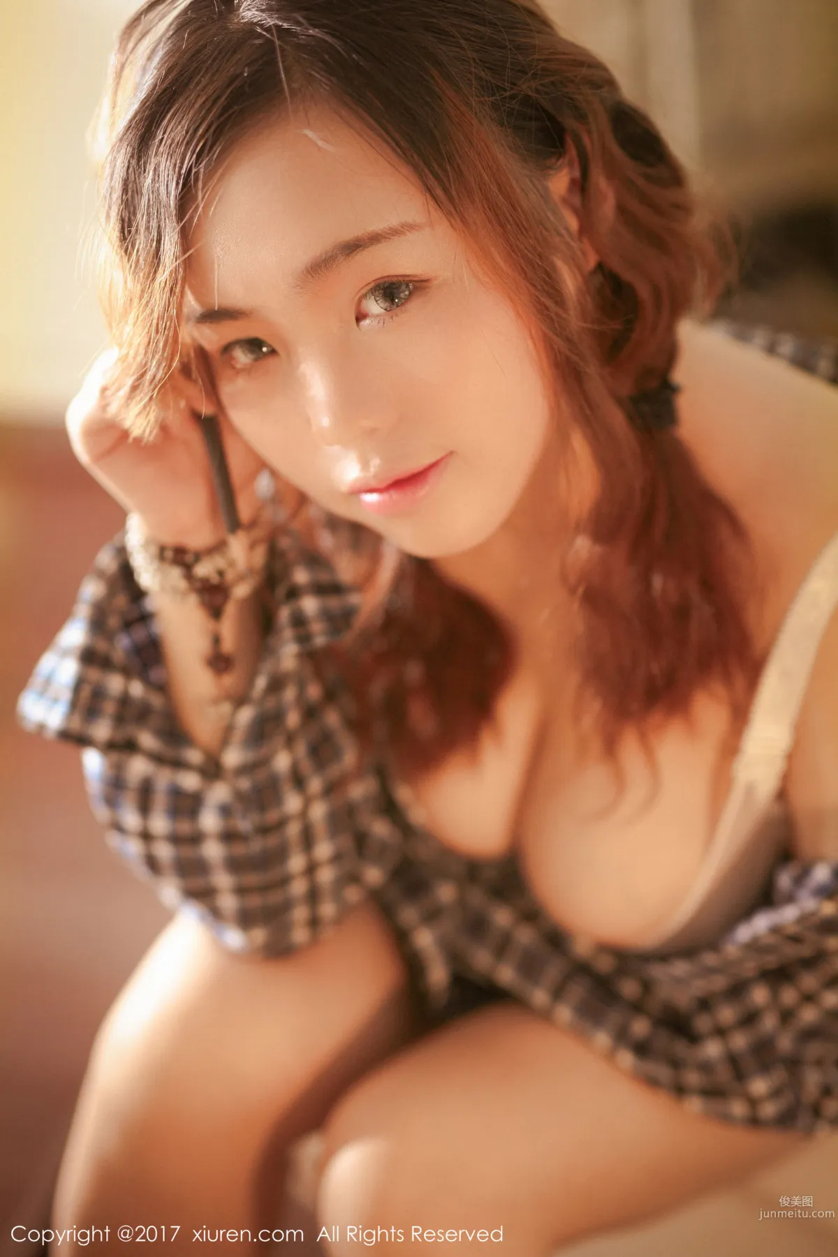 Miai Demon 'Plaid Shirt + Semi-Sheer Lingerie Series' [XiuRen] No.754 Photo Set photo 12
