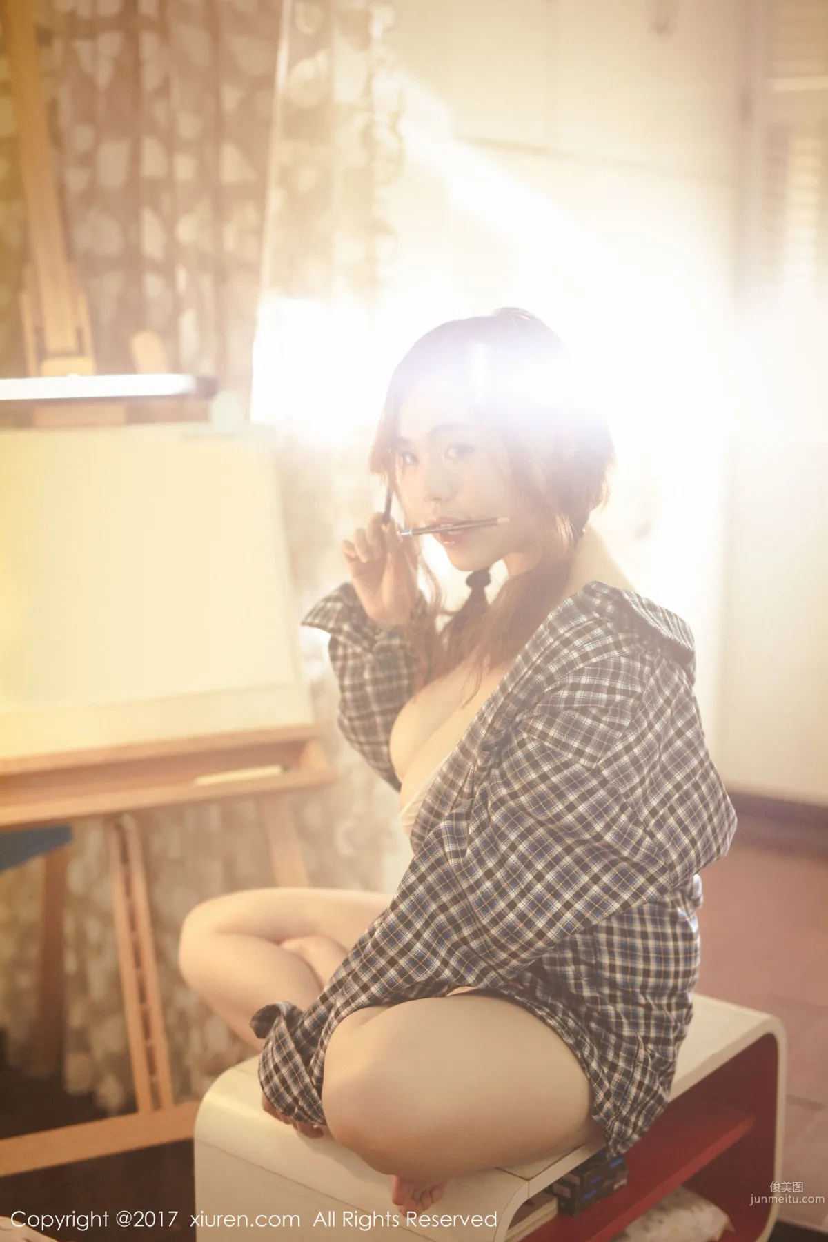 Miai Demon 'Plaid Shirt + Semi-Sheer Lingerie Series' [XiuRen] No.754 Photo Set photo 13