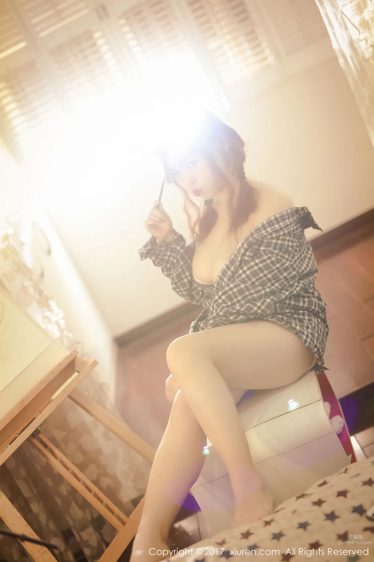 Miai Demon 'Plaid Shirt + Semi-Sheer Lingerie Series' [XiuRen] No.754 Photo Set photo 20