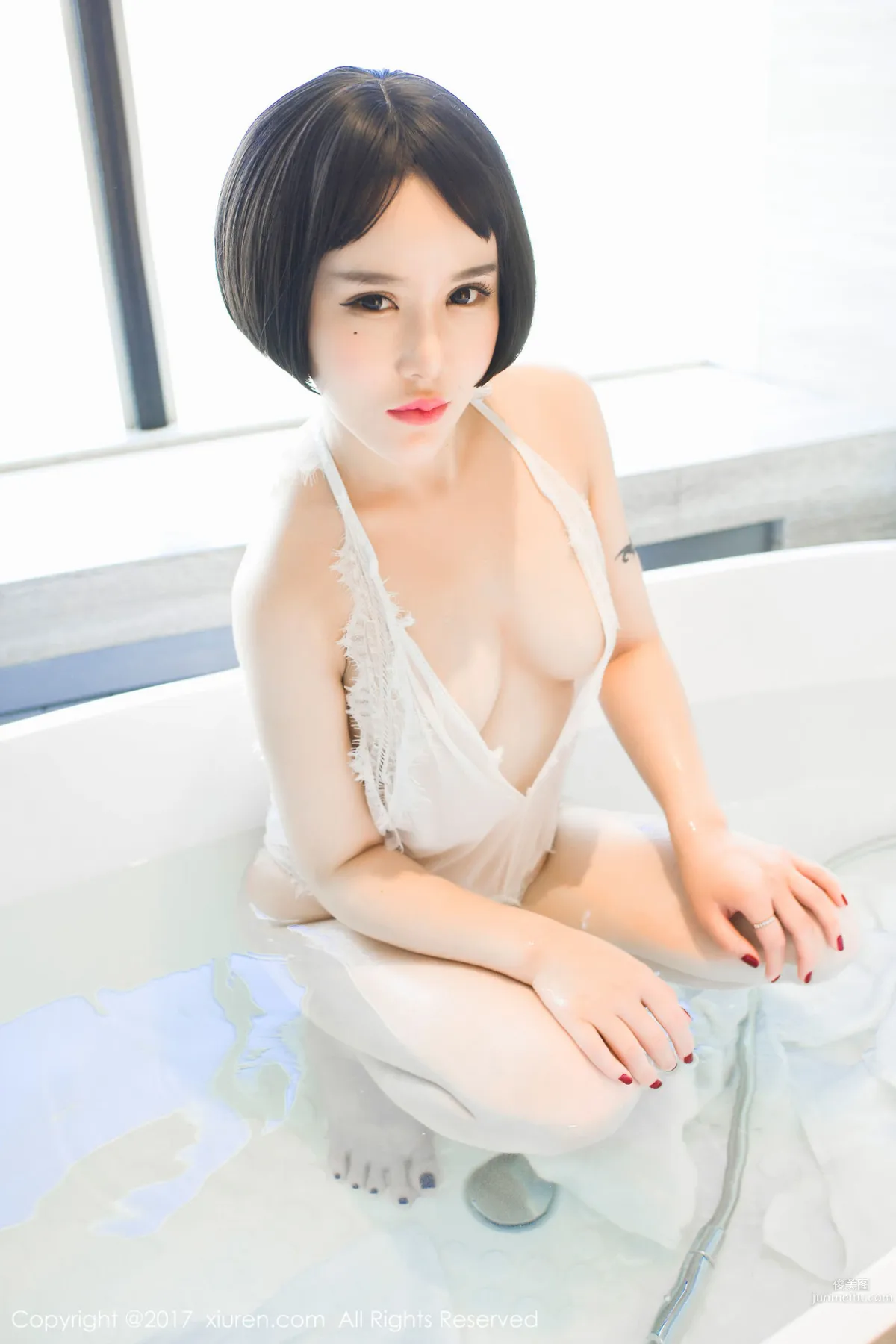 You Xi, Lace Bathtub Wet Body + Pink Embroidered Lingerie [XiuRen] No.770 Photo Set photo 40