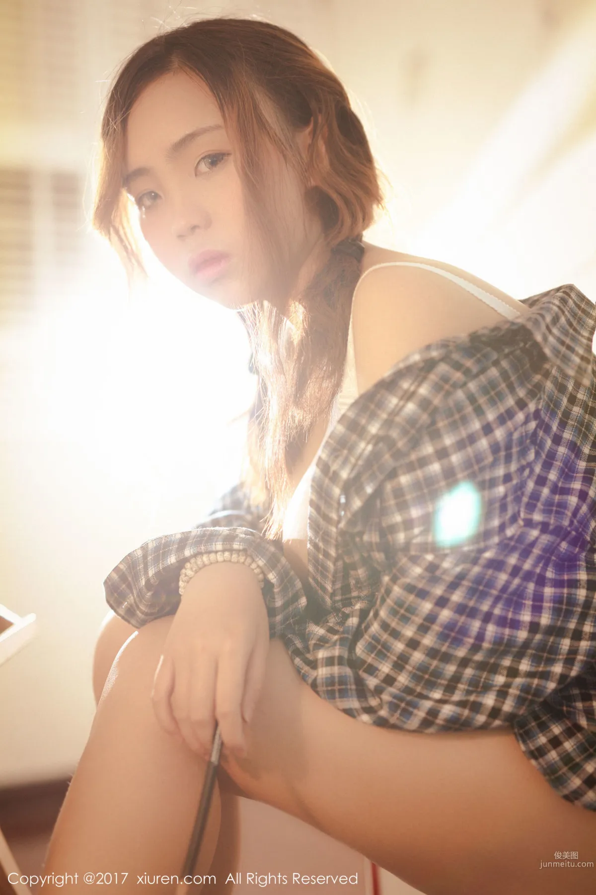Miai Demon 'Plaid Shirt + Semi-Sheer Lingerie Series' [XiuRen] No.754 Photo Set photo 1