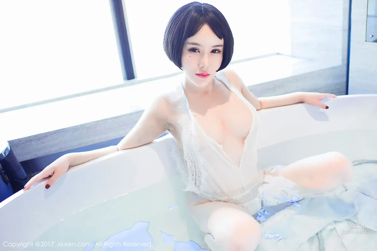 You Xi, Lace Bathtub Wet Body + Pink Embroidered Lingerie [XiuRen] No.770 Photo Set photo 49