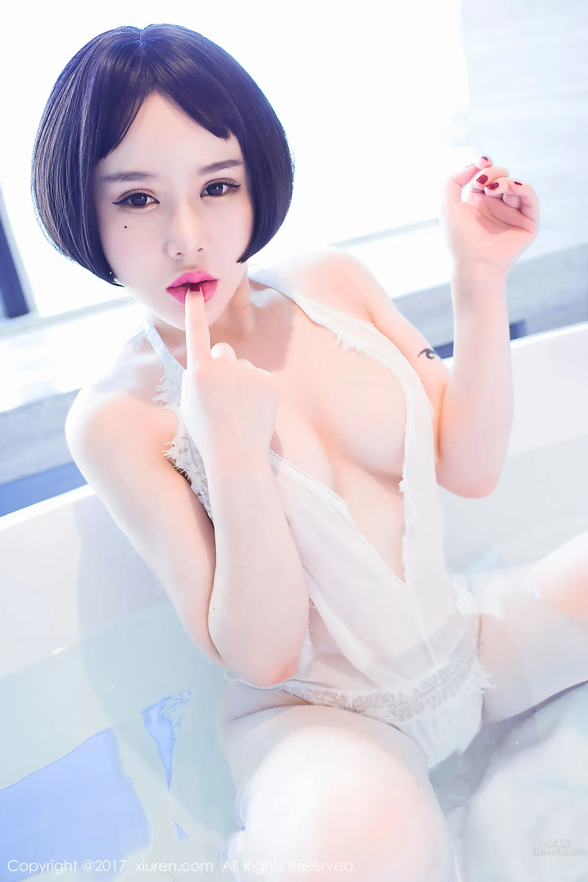 You Xi, Lace Bathtub Wet Body + Pink Embroidered Lingerie [XiuRen] No.770 Photo Set photo 22