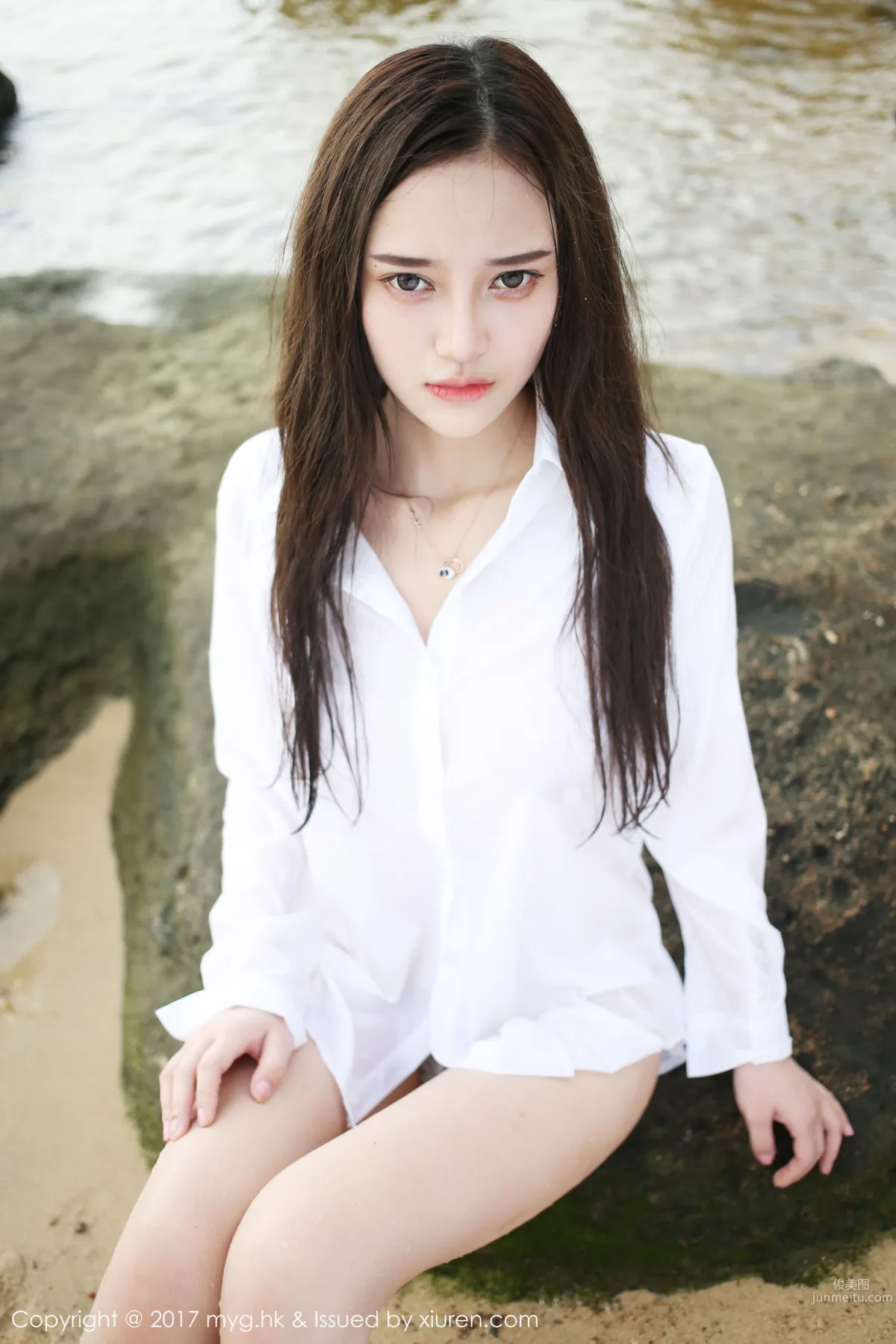 Tang Qier il, Seaside White Shirt and Short Skirt Series [MyGirl] VOL.259 Photo Set photo 53