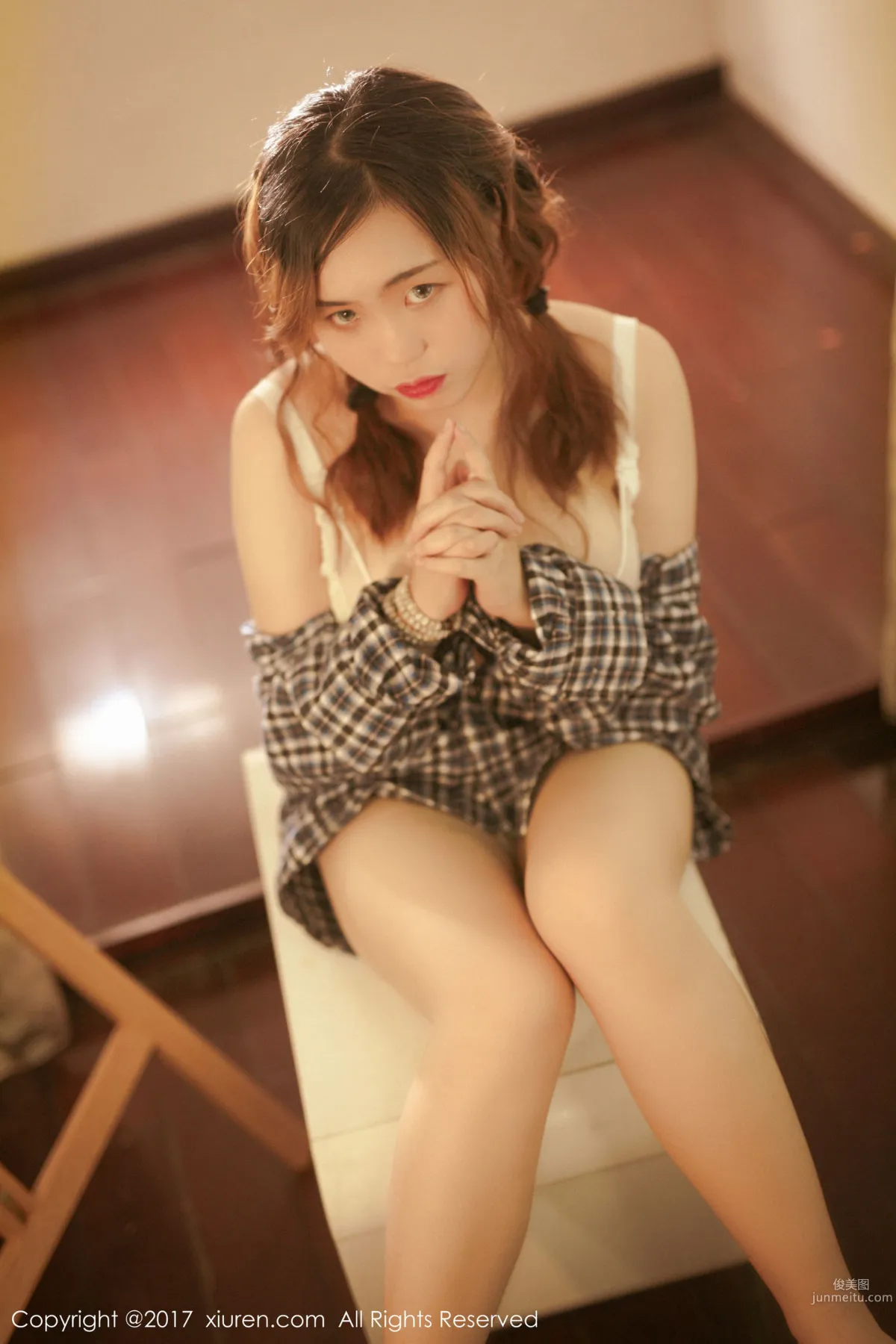 Miai Demon 'Plaid Shirt + Semi-Sheer Lingerie Series' [XiuRen] No.754 Photo Set photo 33