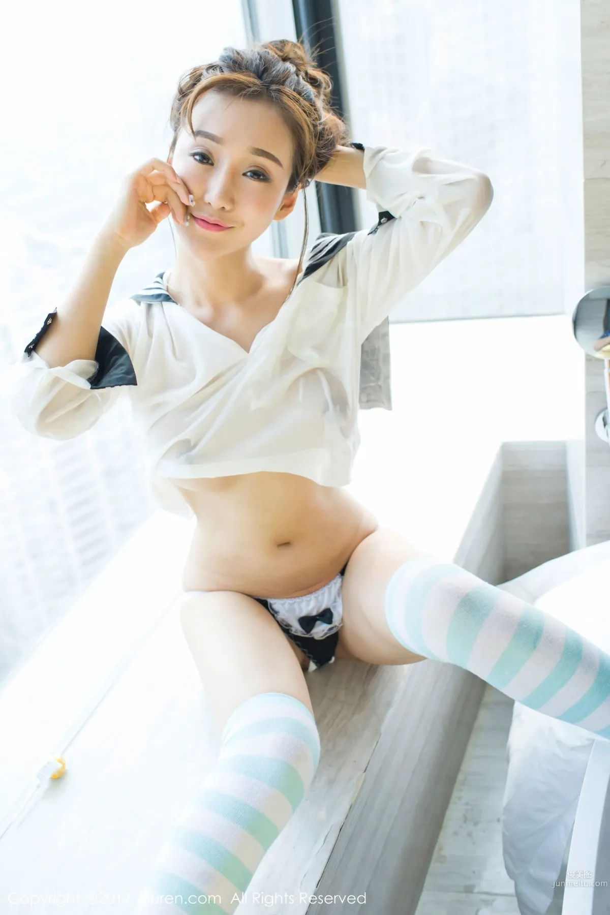 Gu Can, Transparent School Uniform Wet Body and Strap High-Cut Temptation [XiuRen] No.779 Photo Set photo 13