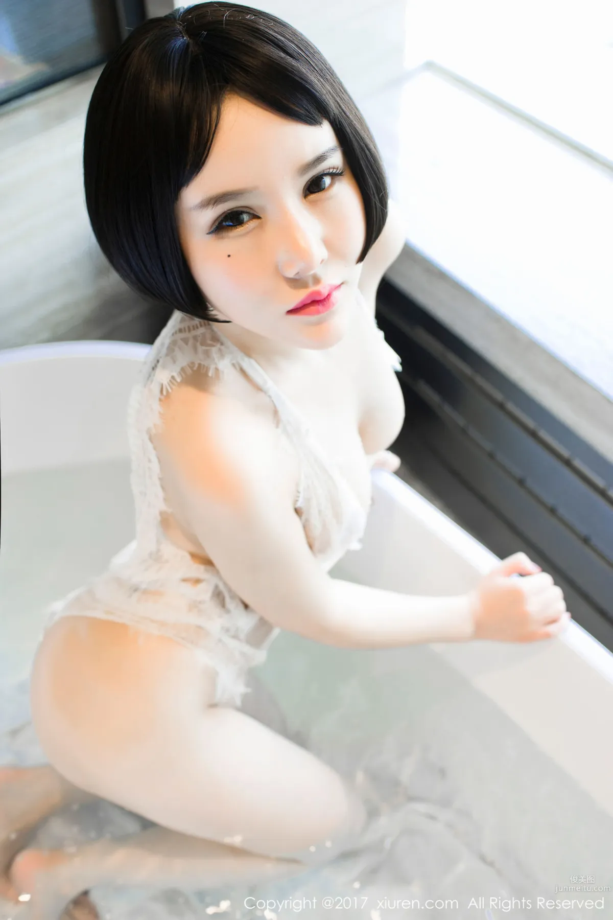 You Xi, Lace Bathtub Wet Body + Pink Embroidered Lingerie [XiuRen] No.770 Photo Set photo 36