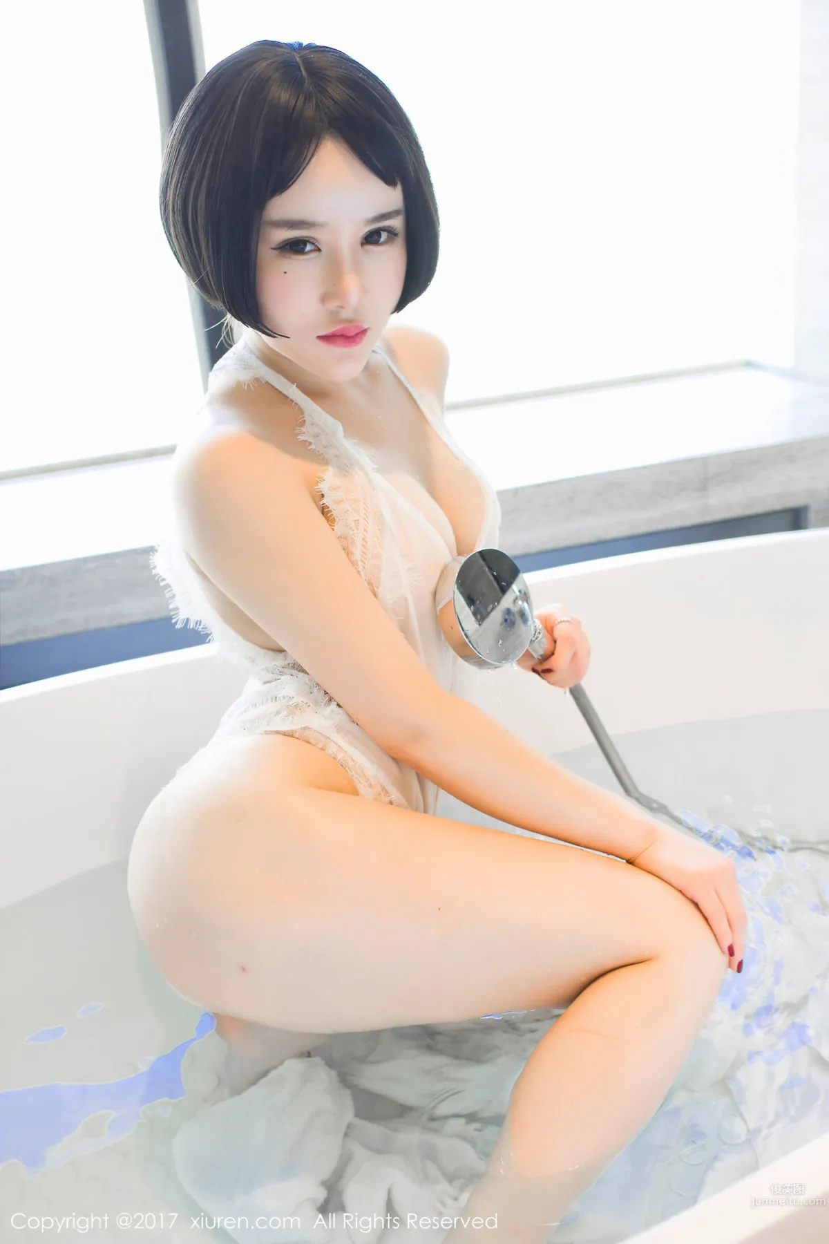 You Xi, Lace Bathtub Wet Body + Pink Embroidered Lingerie [XiuRen] No.770 Photo Set photo 29