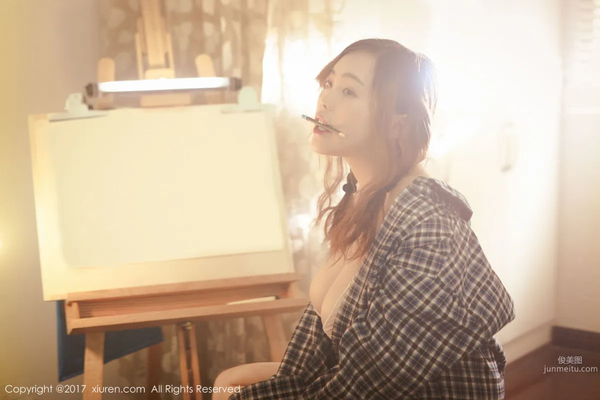 Miai Demon 'Plaid Shirt + Semi-Sheer Lingerie Series' [XiuRen] No.754 Photo Set photo 11
