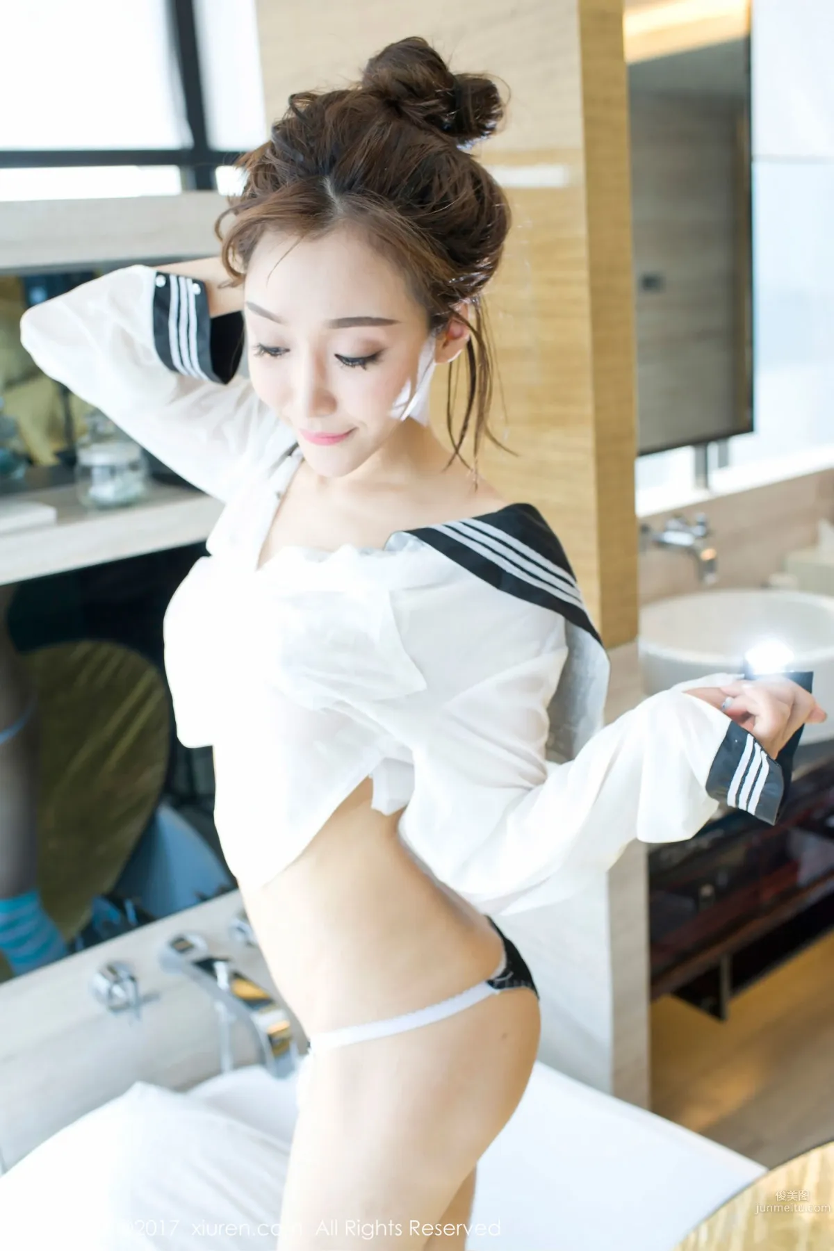 Gu Can, Transparent School Uniform Wet Body and Strap High-Cut Temptation [XiuRen] No.779 Photo Set photo 12