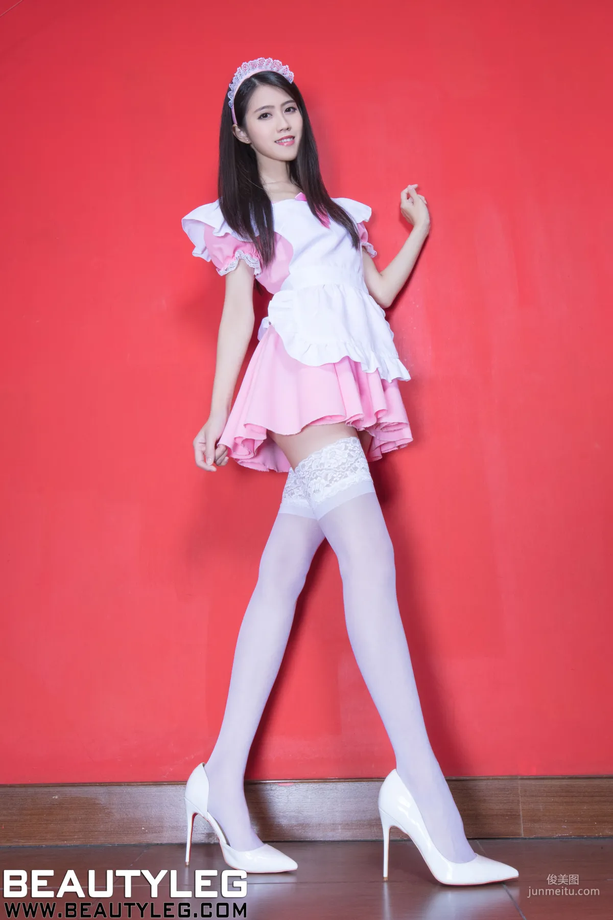 Leg Model Candy Liao Kandi, Black Stockings OL + Pink Maid [Beautyleg] NO.1522 Beautiful Legs Photo Set photo 3