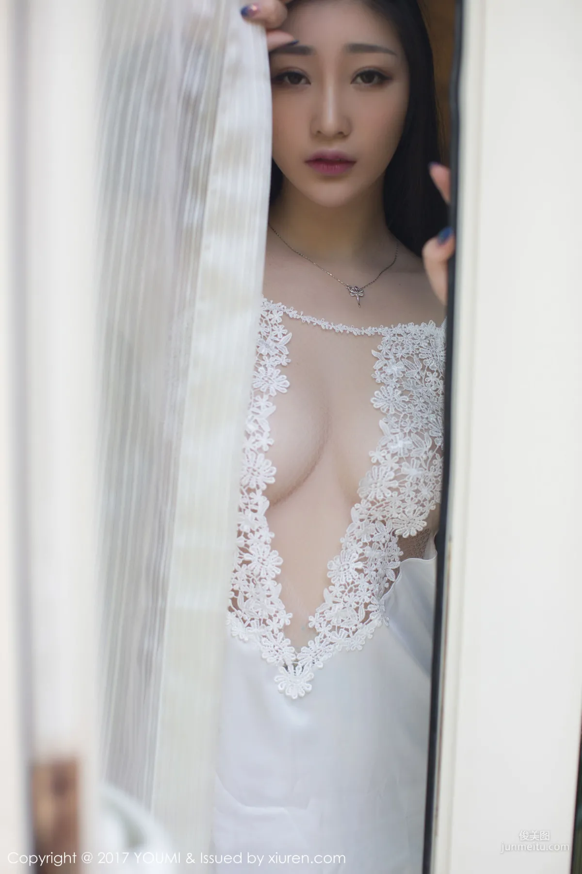 Daji Toxic, SM Handcuffs Uniform Temptation + Semi-Transparent Lace Suspenders [YouMi] Vol.077 Photo Set photo 36