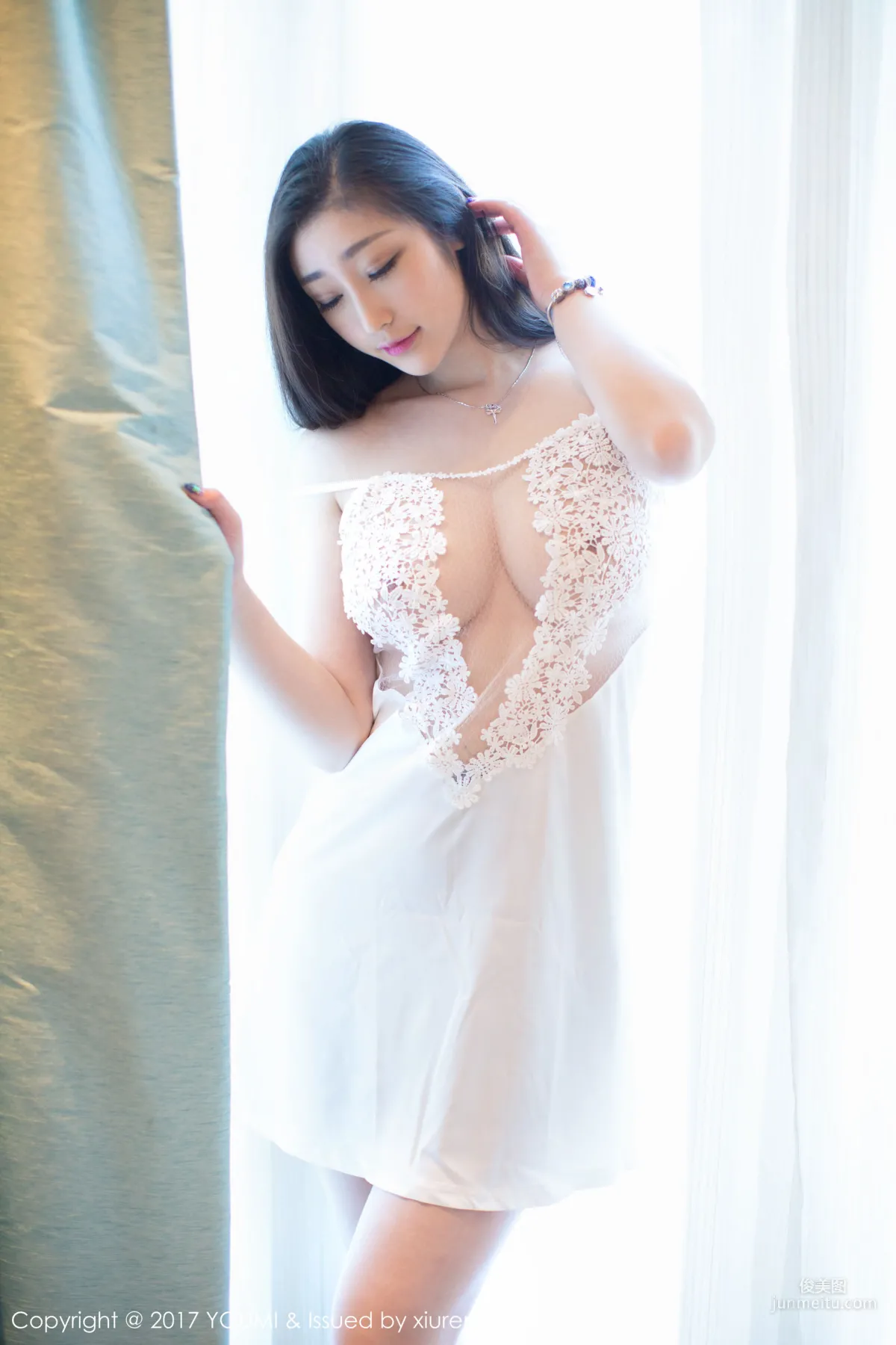 Daji Toxic, SM Handcuffs Uniform Temptation + Semi-Transparent Lace Suspenders [YouMi] Vol.077 Photo Set photo 38