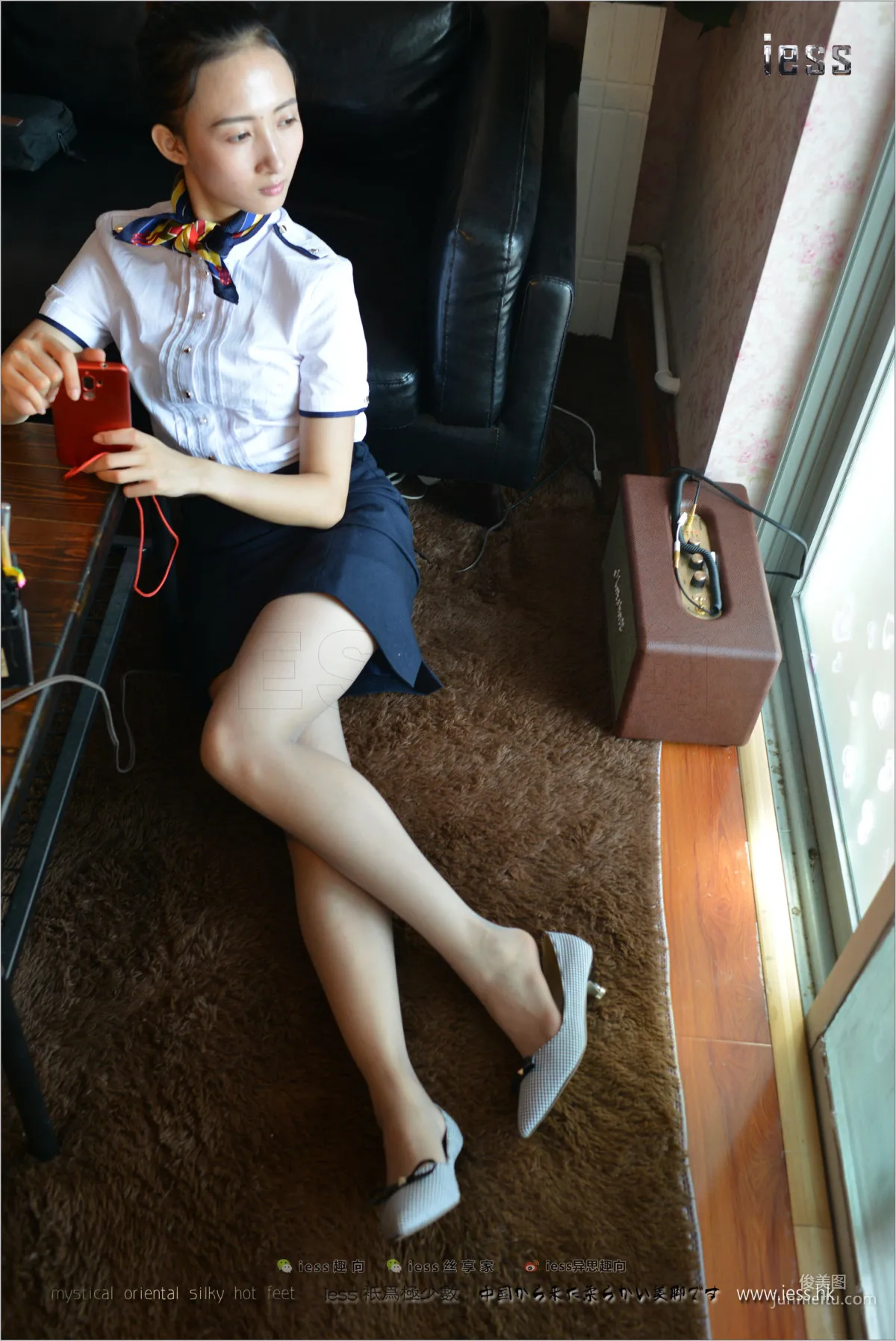 Silk Stockings Bento 135 New Model momo, Gray Stockings OL in Flats [IESS] Photo Set photo 18