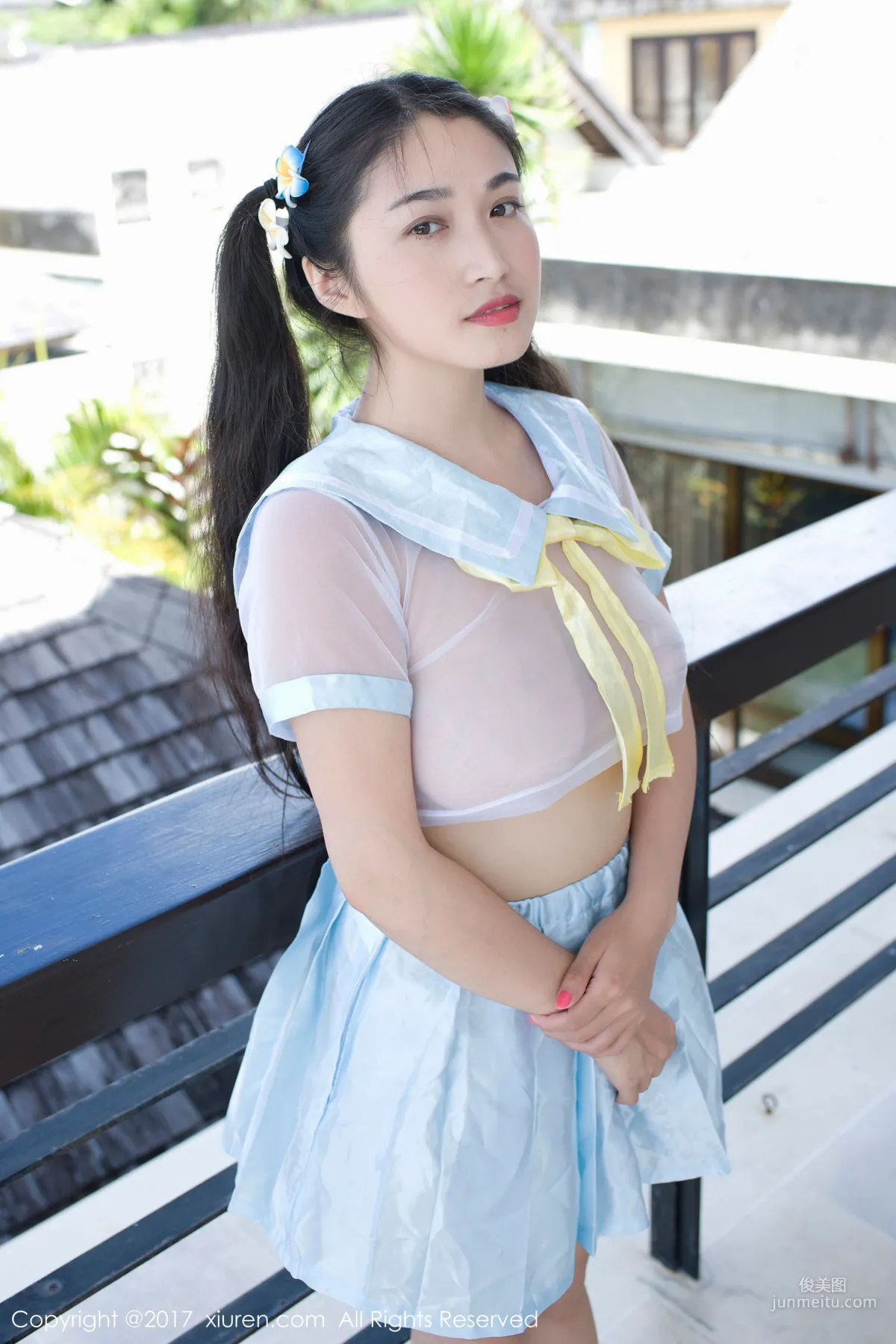 Panpan Longnv sunny《Milk Bath School Uniform + Transparent School Uniform + Black Nipple Covers》[XiuRen] NO.853 Photo Set photo 33