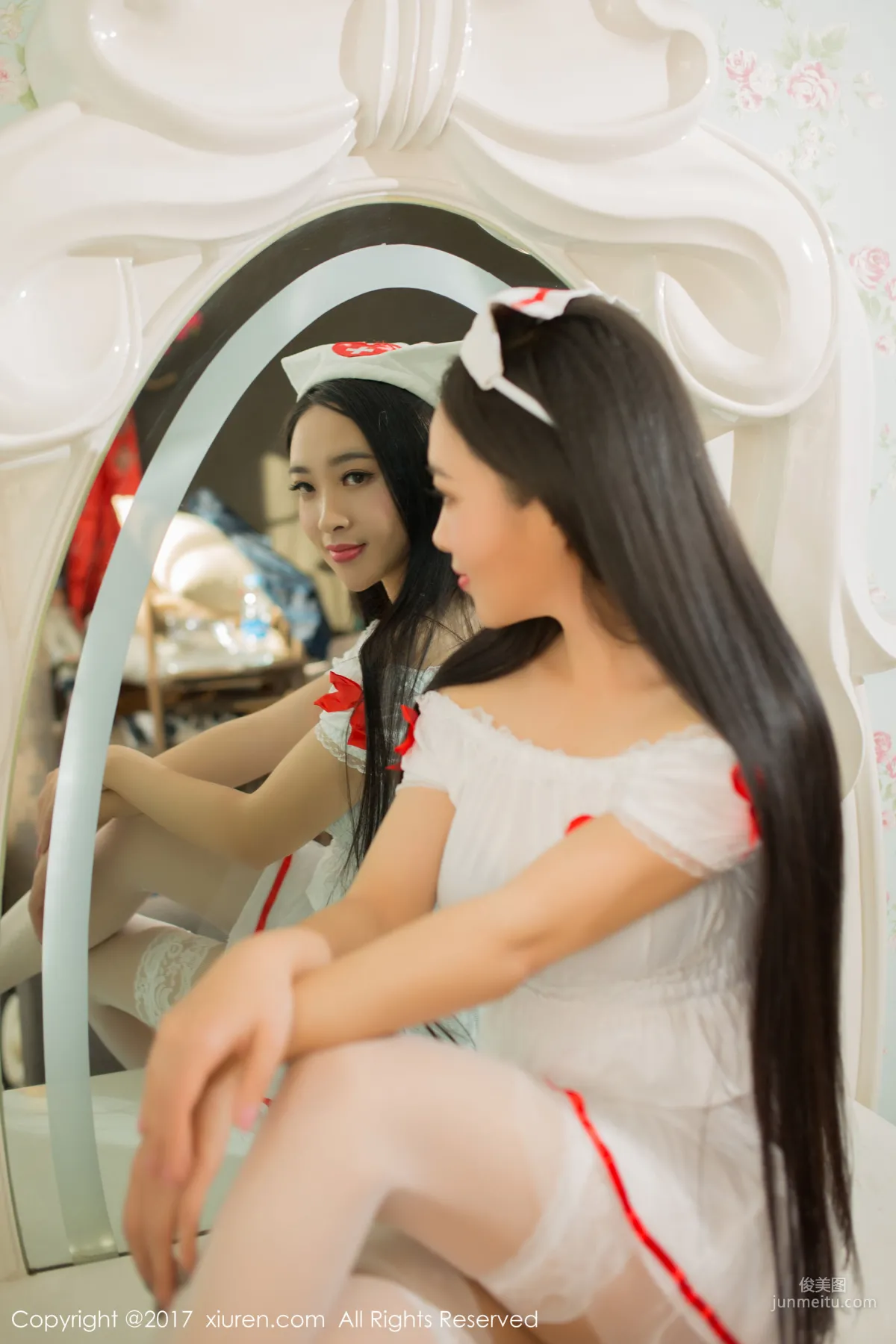 Aier 521, Black Stockings Bunny Girl + Sexy Nurse Uniform [XiuRen] NO.877 Photo Set photo 40