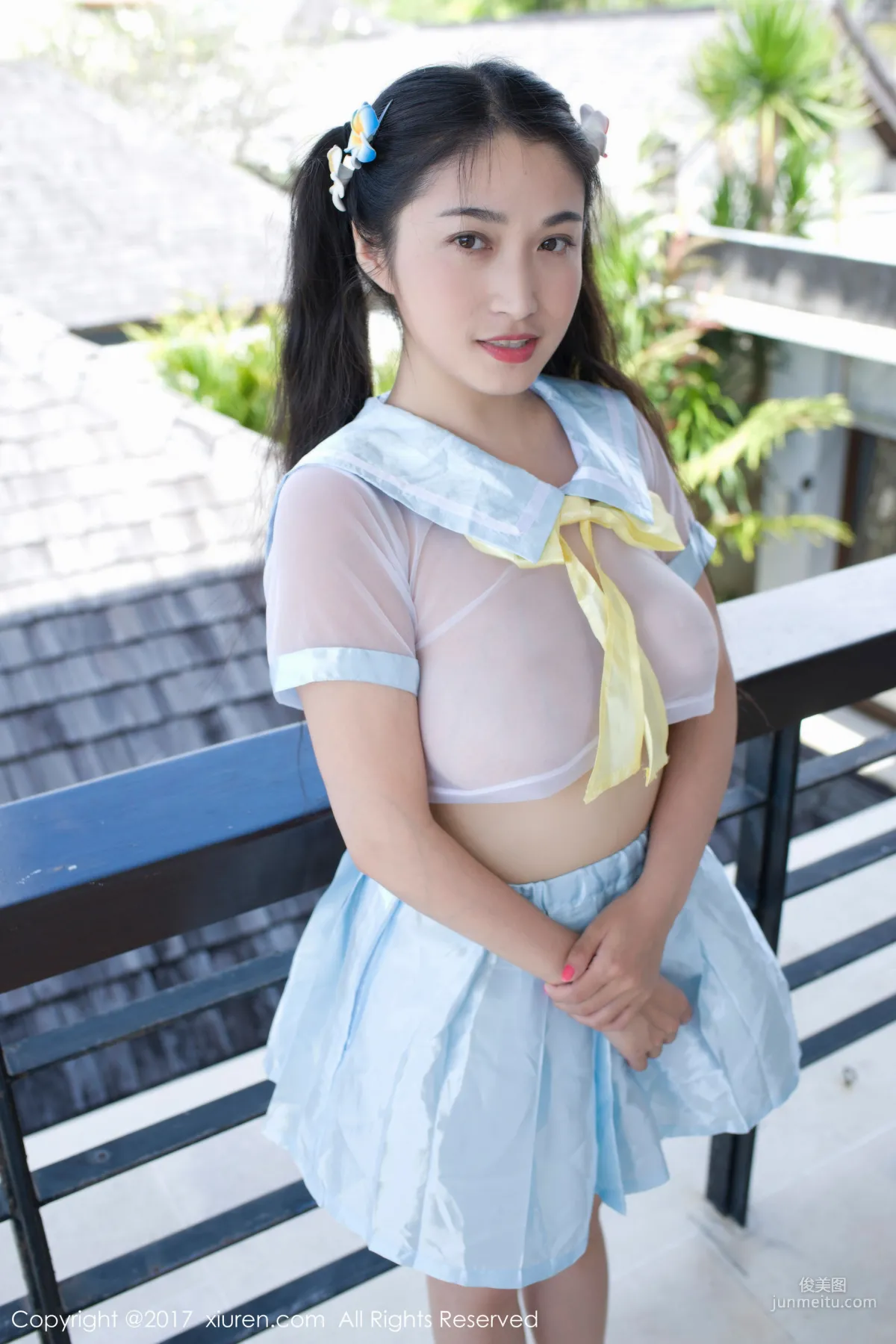 Panpan Longnv sunny《Milk Bath School Uniform + Transparent School Uniform + Black Nipple Covers》[XiuRen] NO.853 Photo Set photo 34