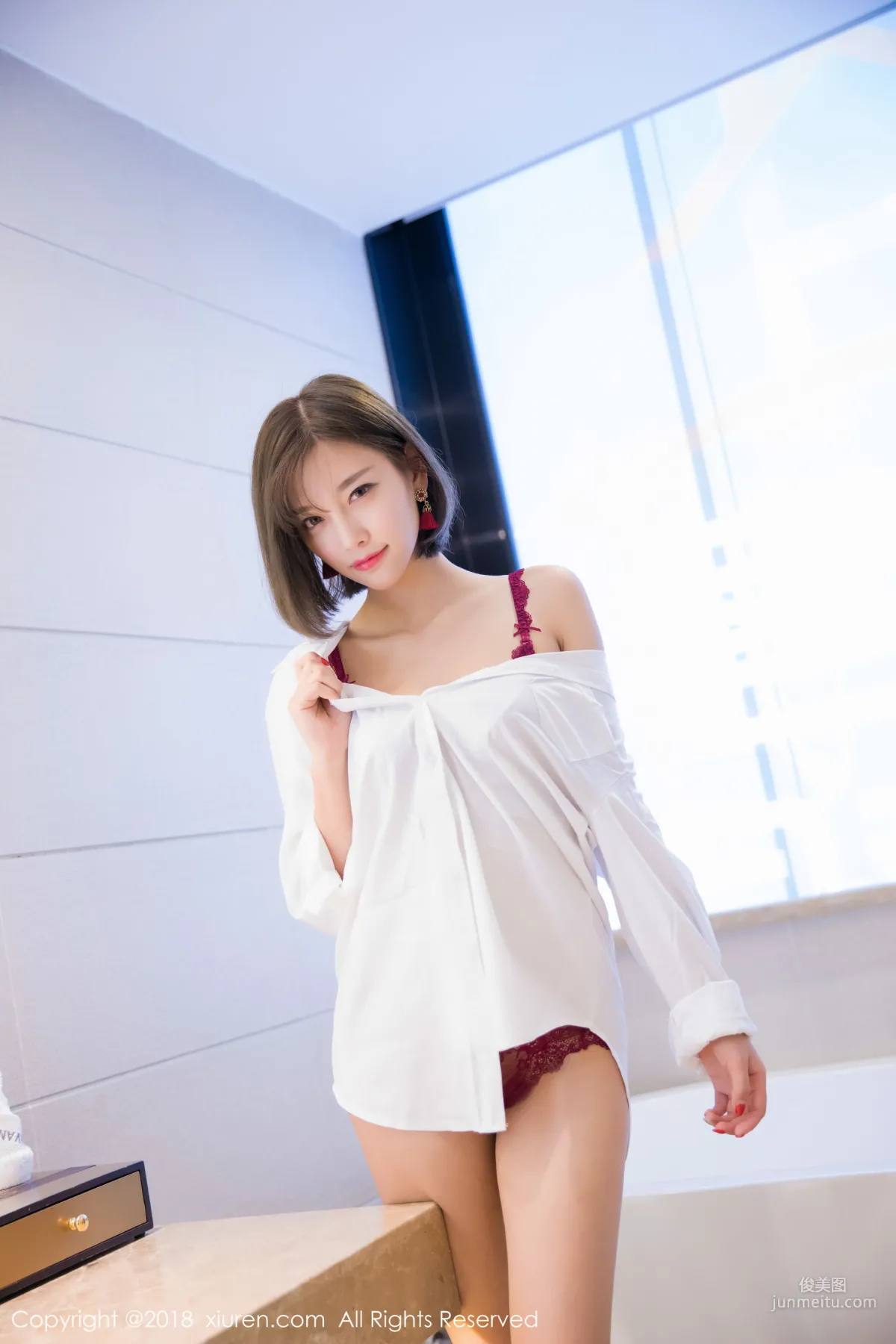 Yang Chenchen sugar, Blue Dress + White Shirt + Lace Lingerie [XiuRen] No.919 Photo Set photo 25