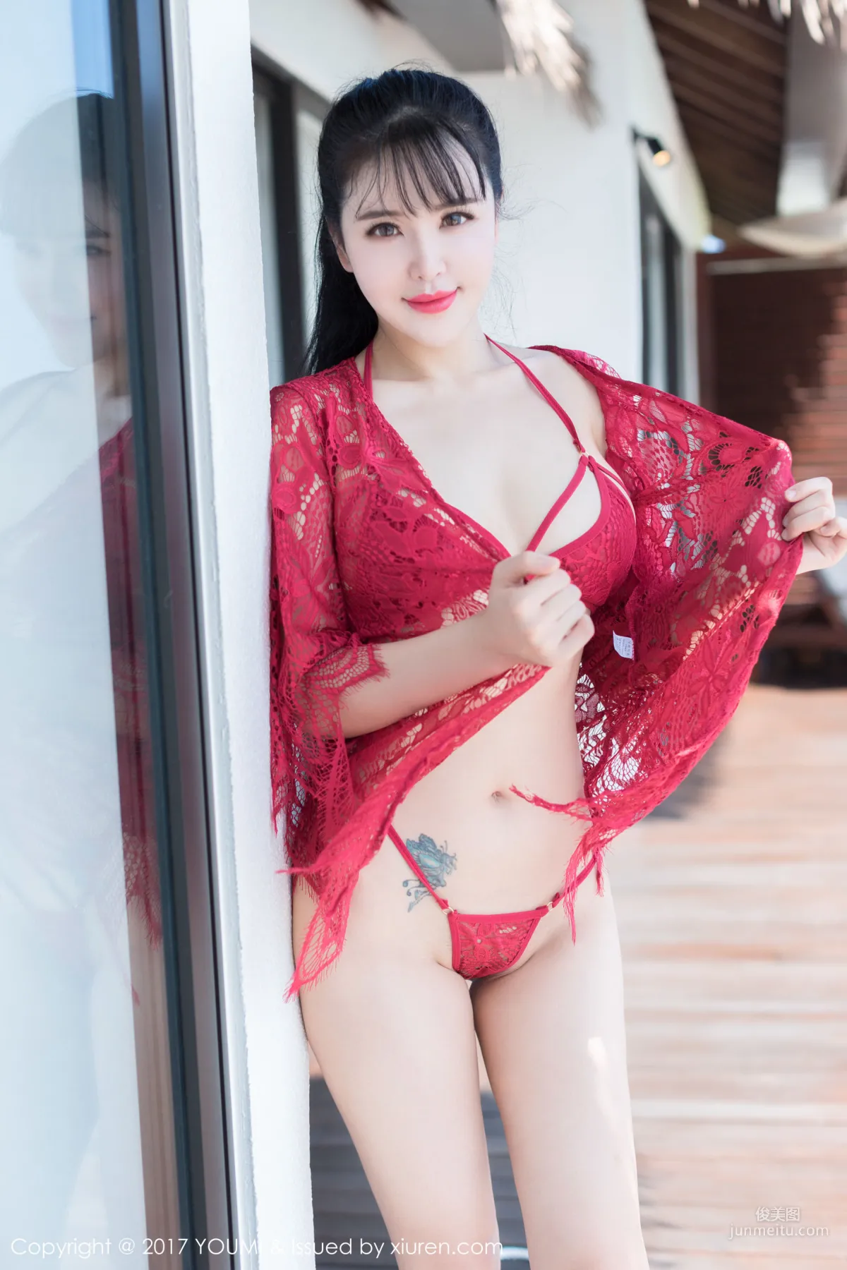 Liu Yuer, Red Cutout Lingerie + Black Vacuum Nightgown [YouMi] Vol.101 Photo Set photo 8