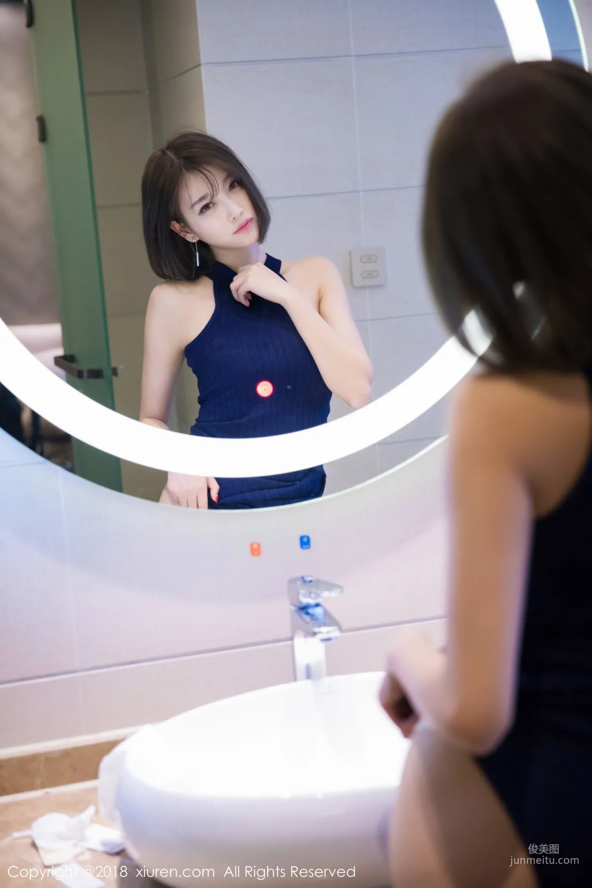 Yang Chenchen sugar, Blue Dress + White Shirt + Lace Lingerie [XiuRen] No.919 Photo Set photo 12