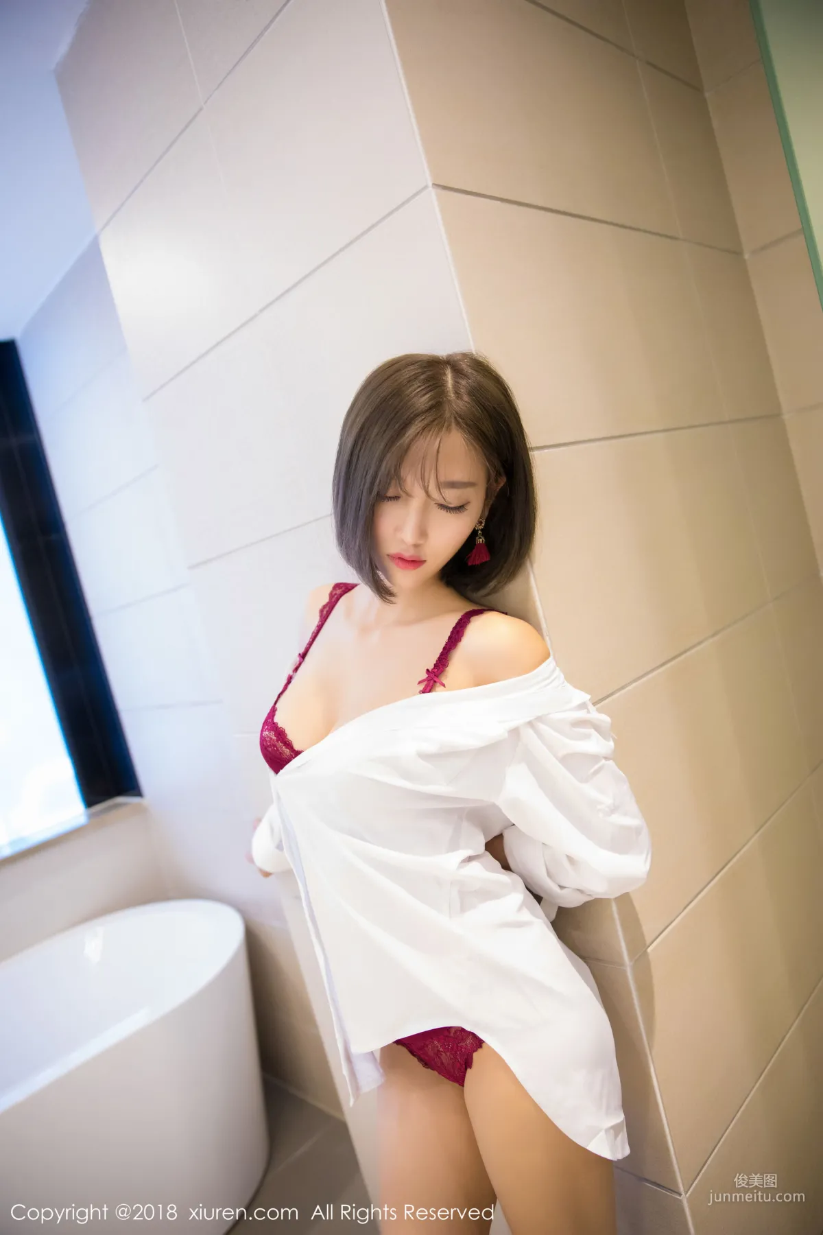 Yang Chenchen sugar, Blue Dress + White Shirt + Lace Lingerie [XiuRen] No.919 Photo Set photo 32