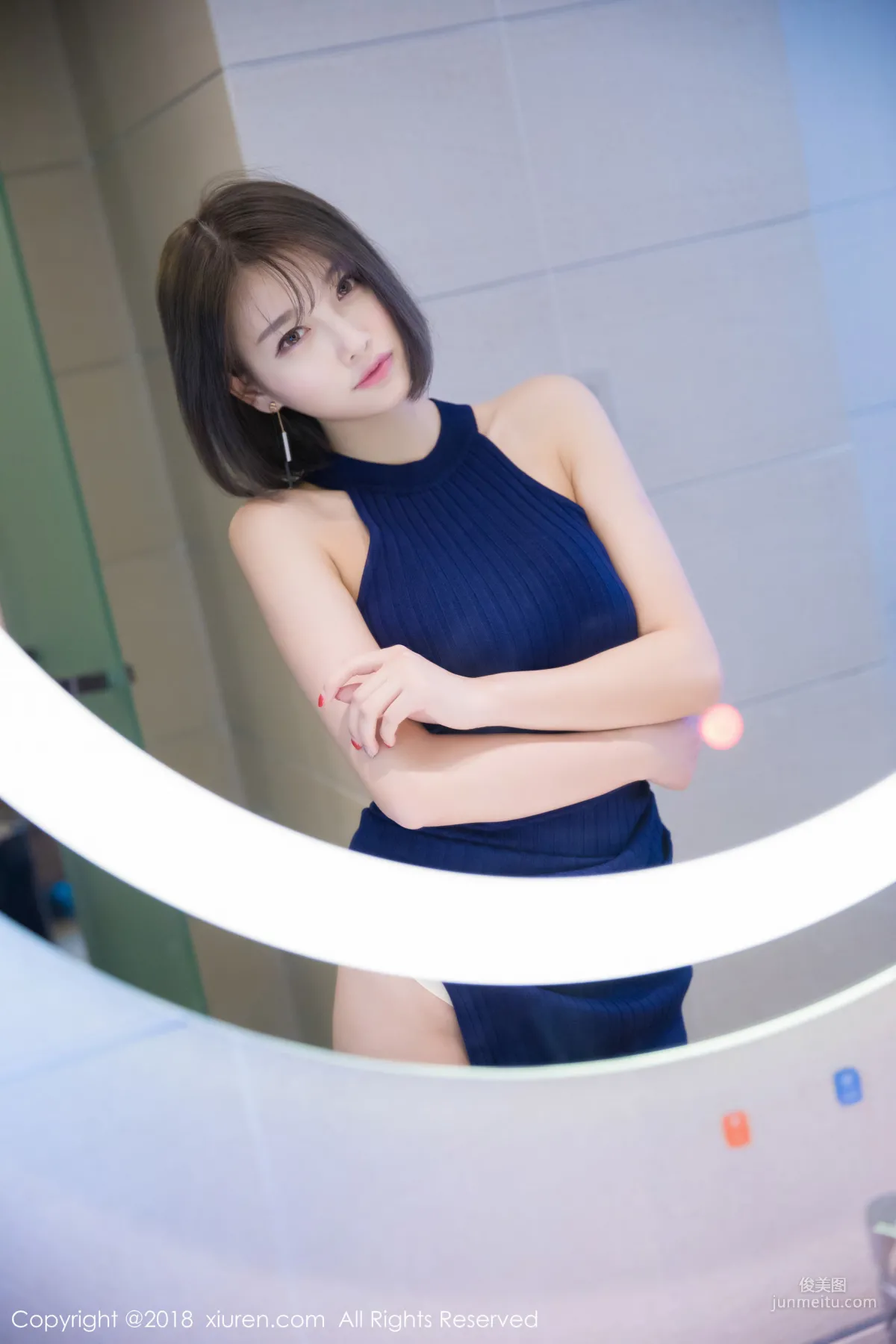 Yang Chenchen sugar, Blue Dress + White Shirt + Lace Lingerie [XiuRen] No.919 Photo Set photo 13