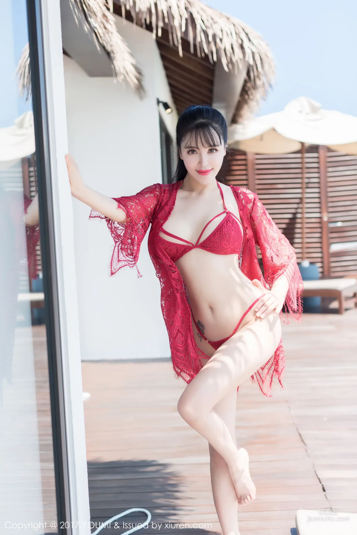Liu Yuer, Red Cutout Lingerie + Black Vacuum Nightgown [YouMi] Vol.101 Photo Set photo 2