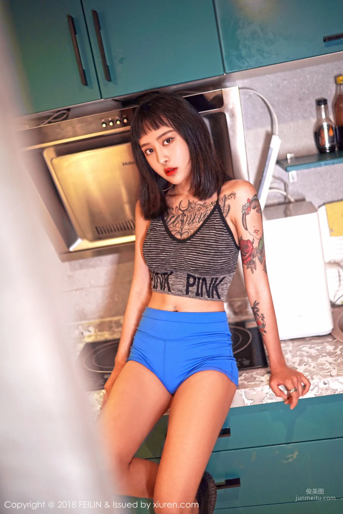 Zhao Yixuan, Cigarettes, Tattoos, Black and White Style Photos [FeiLin] VOL.129 Photo Set photo 32