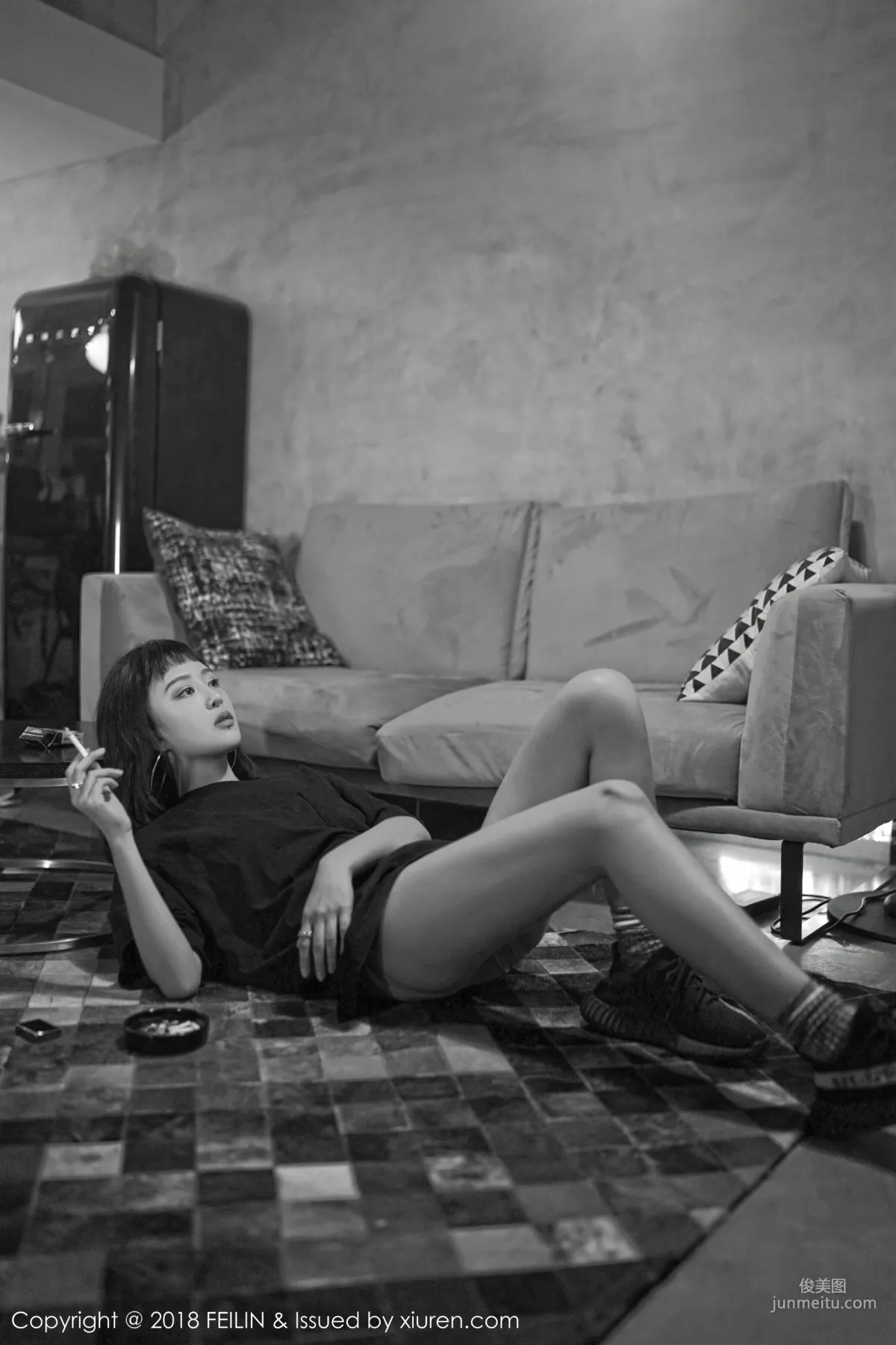 Zhao Yixuan, Cigarettes, Tattoos, Black and White Style Photos [FeiLin] VOL.129 Photo Set photo 25