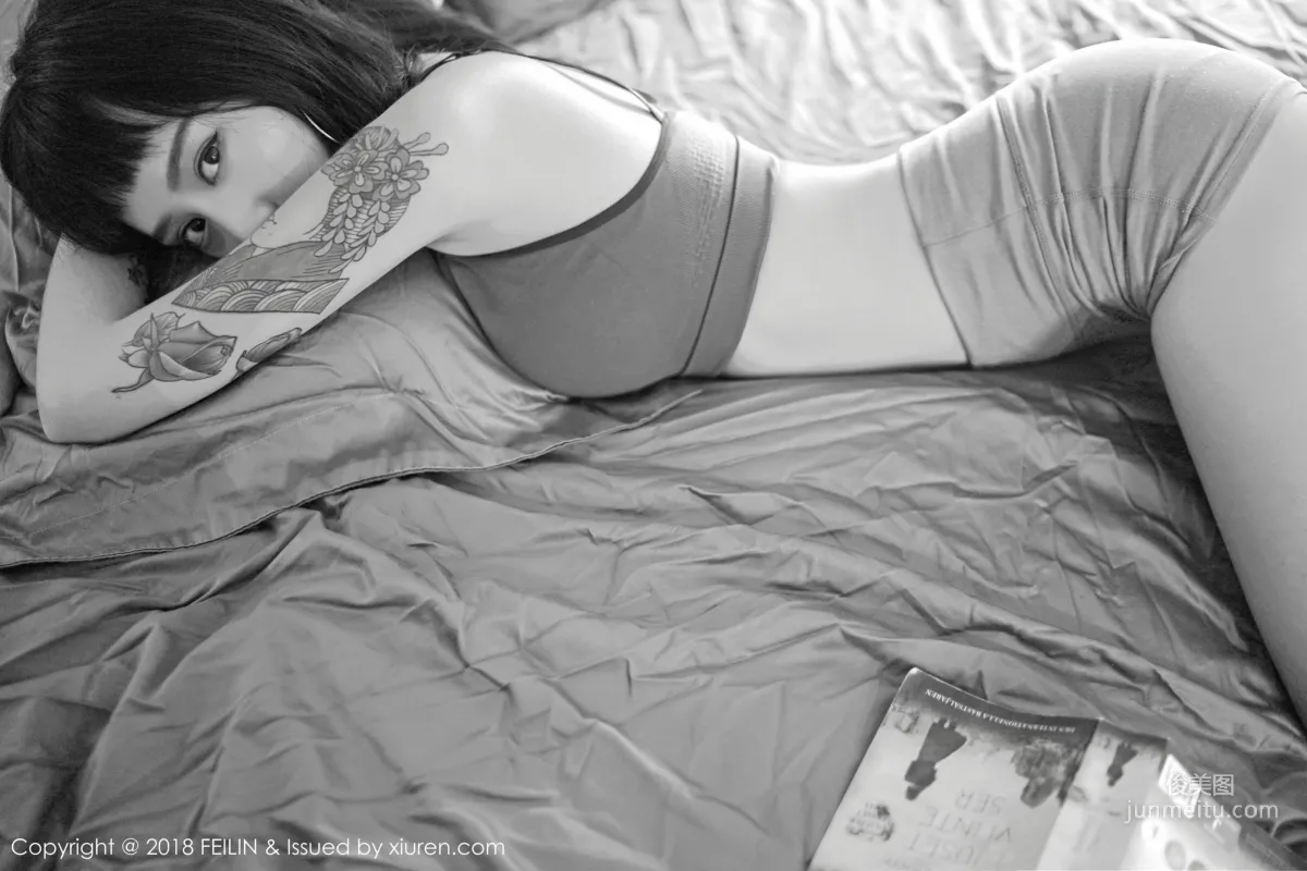Zhao Yixuan, Cigarettes, Tattoos, Black and White Style Photos [FeiLin] VOL.129 Photo Set photo 7