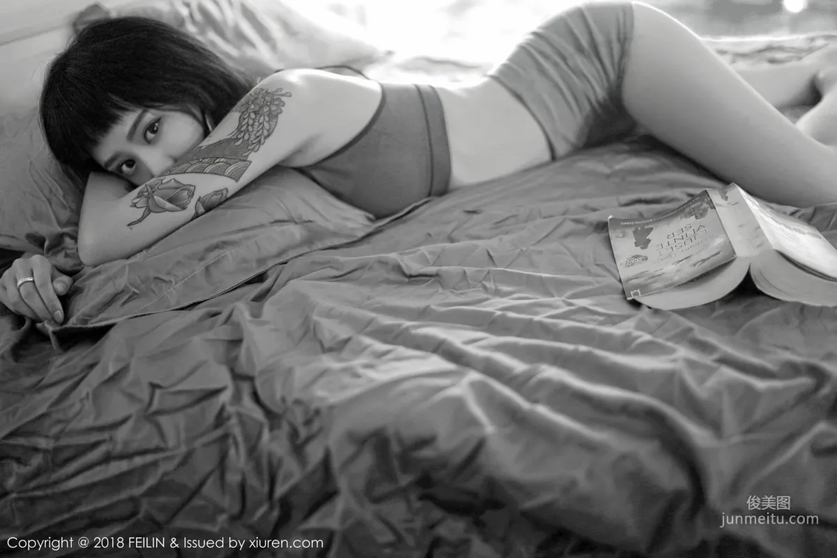 Zhao Yixuan, Cigarettes, Tattoos, Black and White Style Photos [FeiLin] VOL.129 Photo Set photo 9