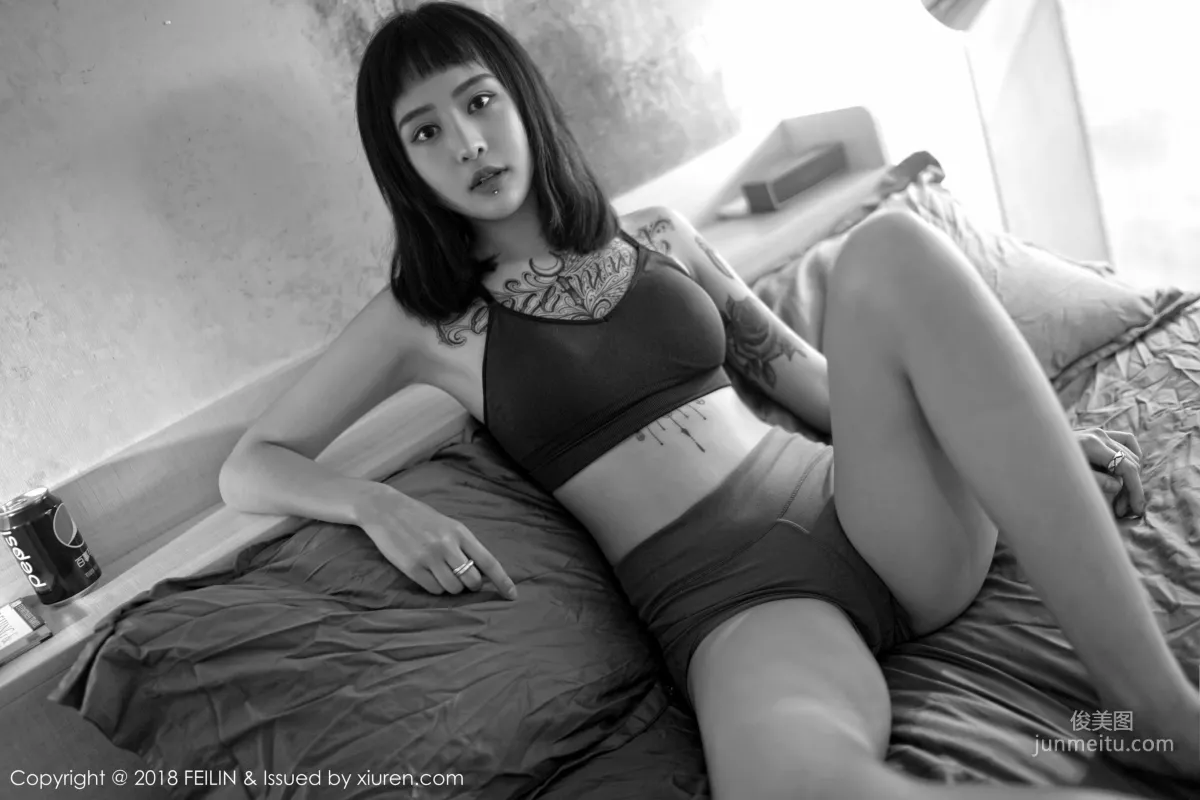 Zhao Yixuan, Cigarettes, Tattoos, Black and White Style Photos [FeiLin] VOL.129 Photo Set photo 5