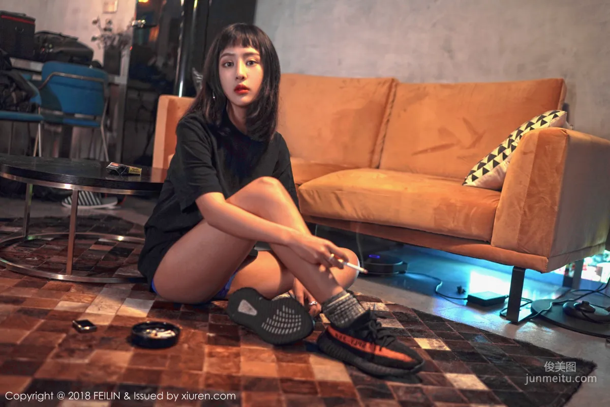 Zhao Yixuan, Cigarettes, Tattoos, Black and White Style Photos [FeiLin] VOL.129 Photo Set photo 24