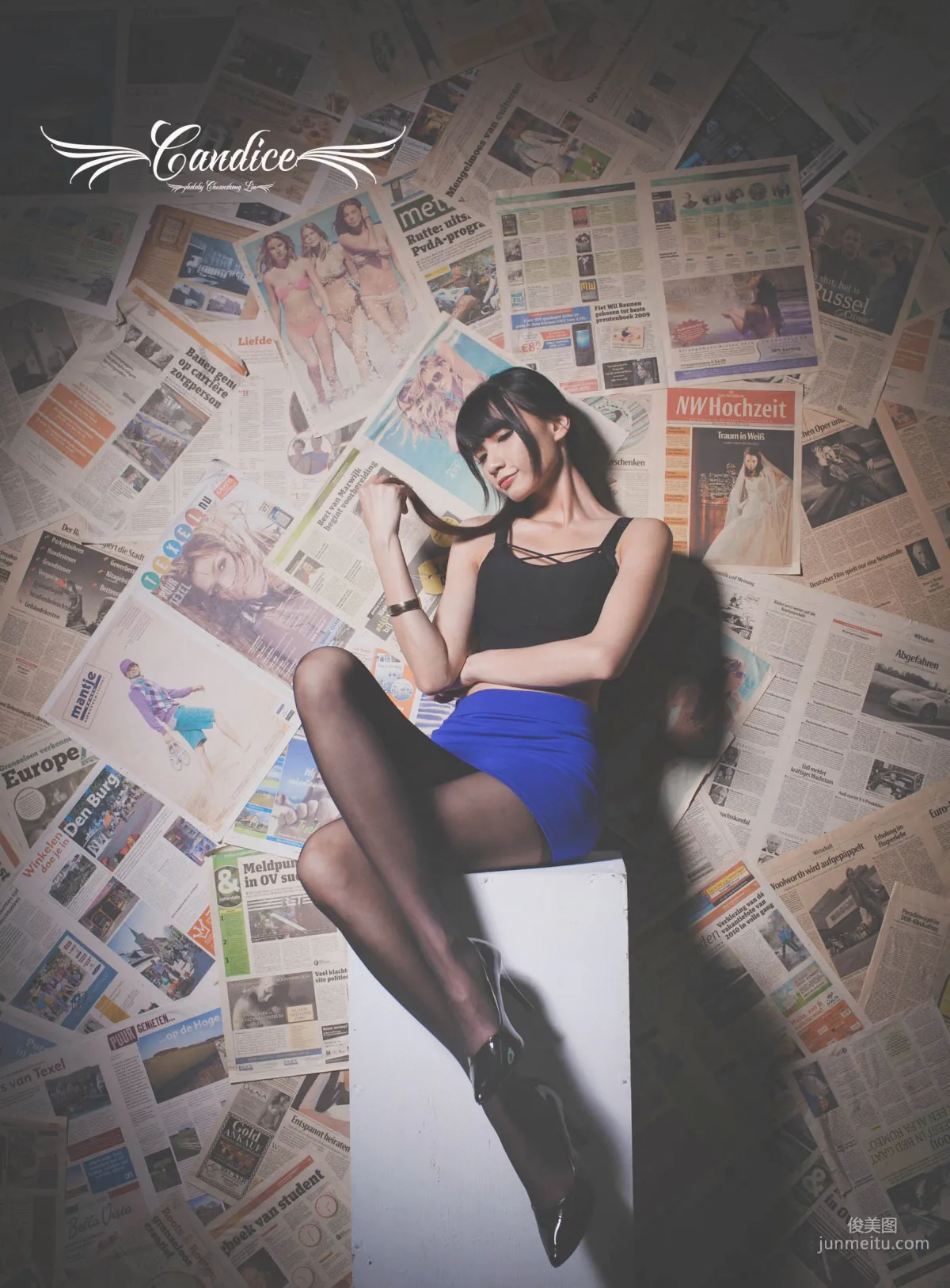 [台灣正妹] 蔡譯心 - 棚拍黑絲制服美腿 寫真集 80