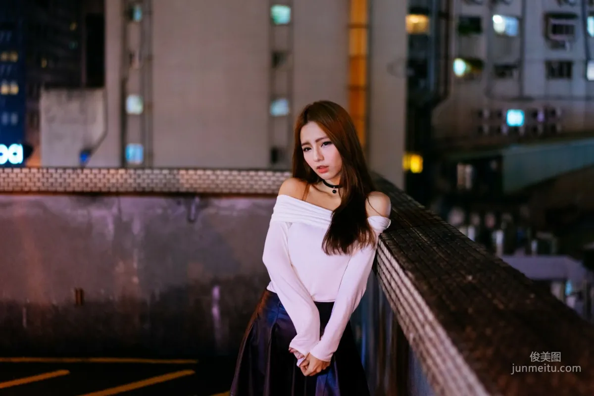 [Taiwan Beauties] Dora Zhou Yingxin Street Snap Long Boots Black Stockings Leather Skirt Photo Set photo 55