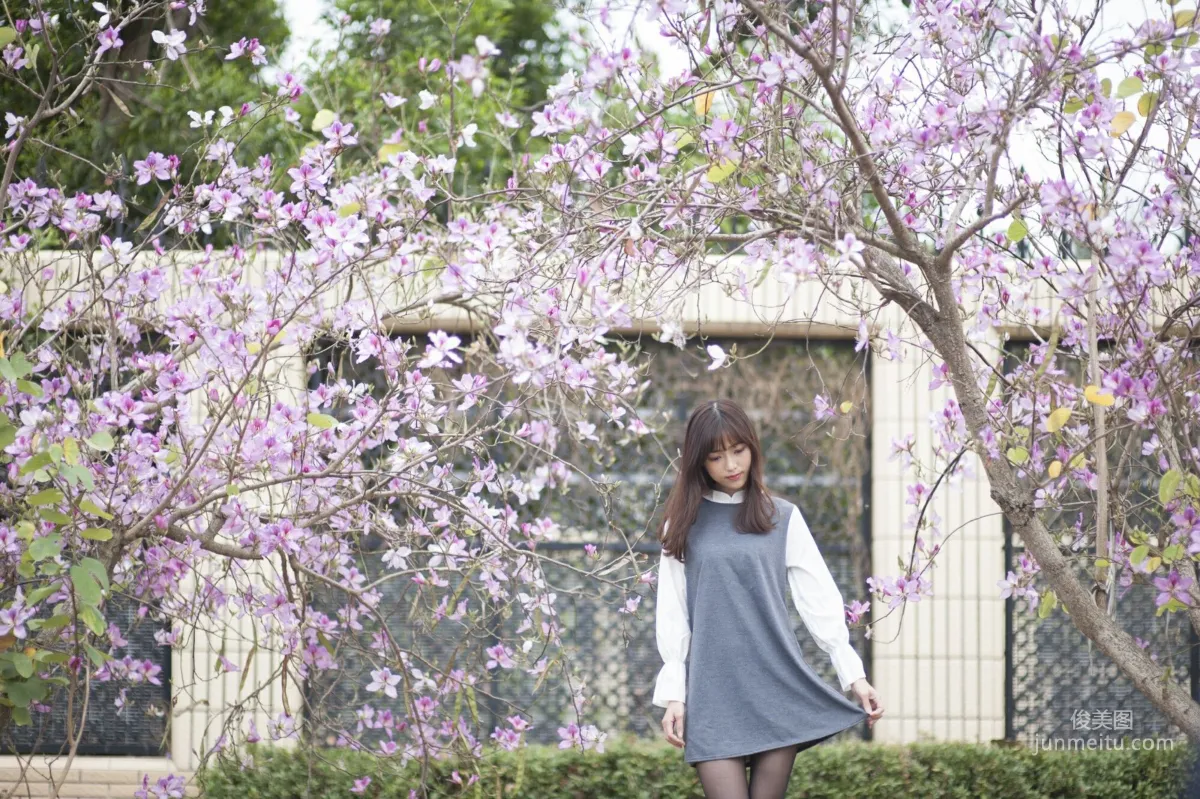 [Taiwan Beauties] Lijia Peng (Lady Yiyi), Black Stockings Under the Cherry Blossoms Photo Set photo 5
