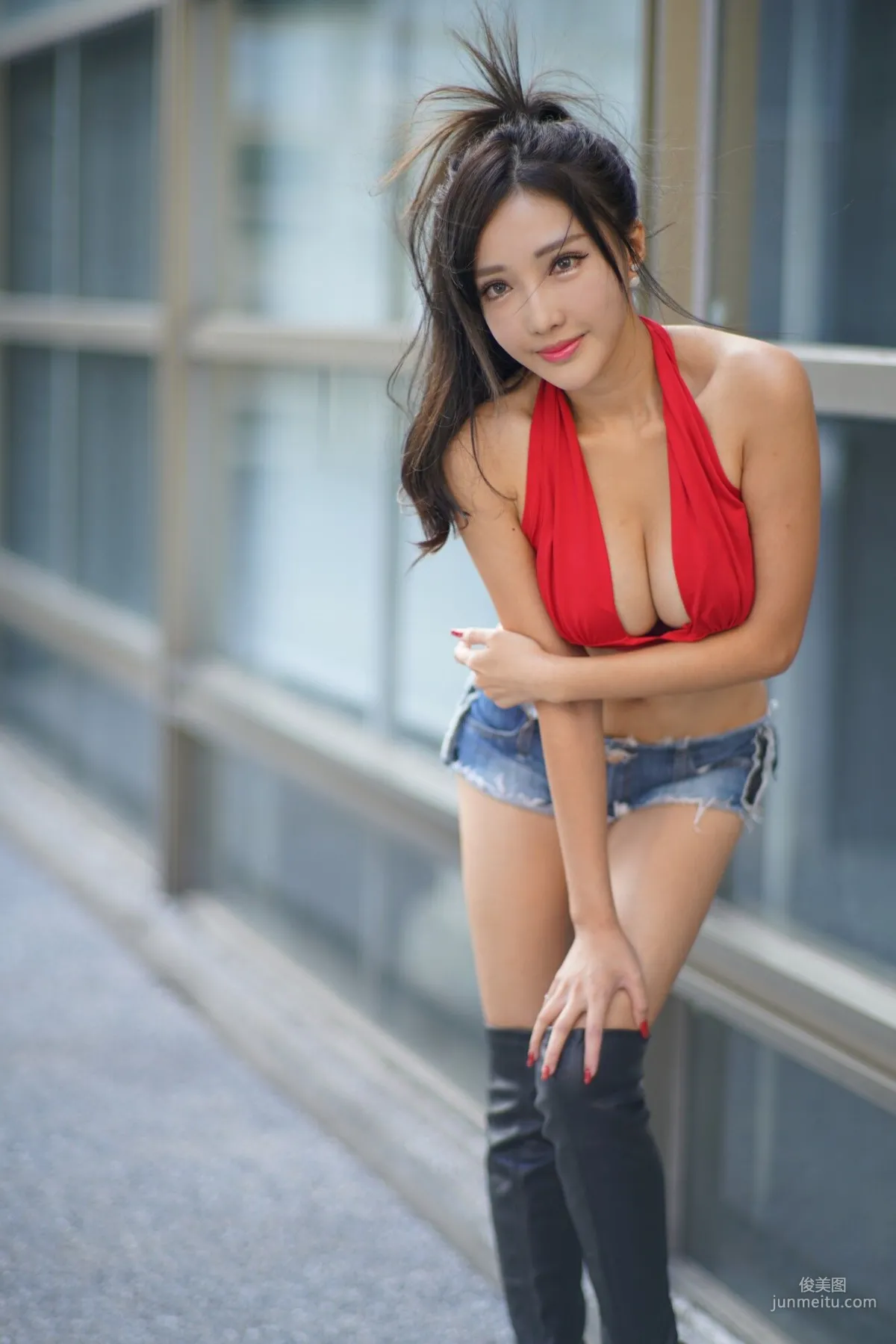 [Taiwan Beauties] Zhao Yun Syuan, Taichung Art Museum Denim Long Boots Street Snap Photo Set photo 15