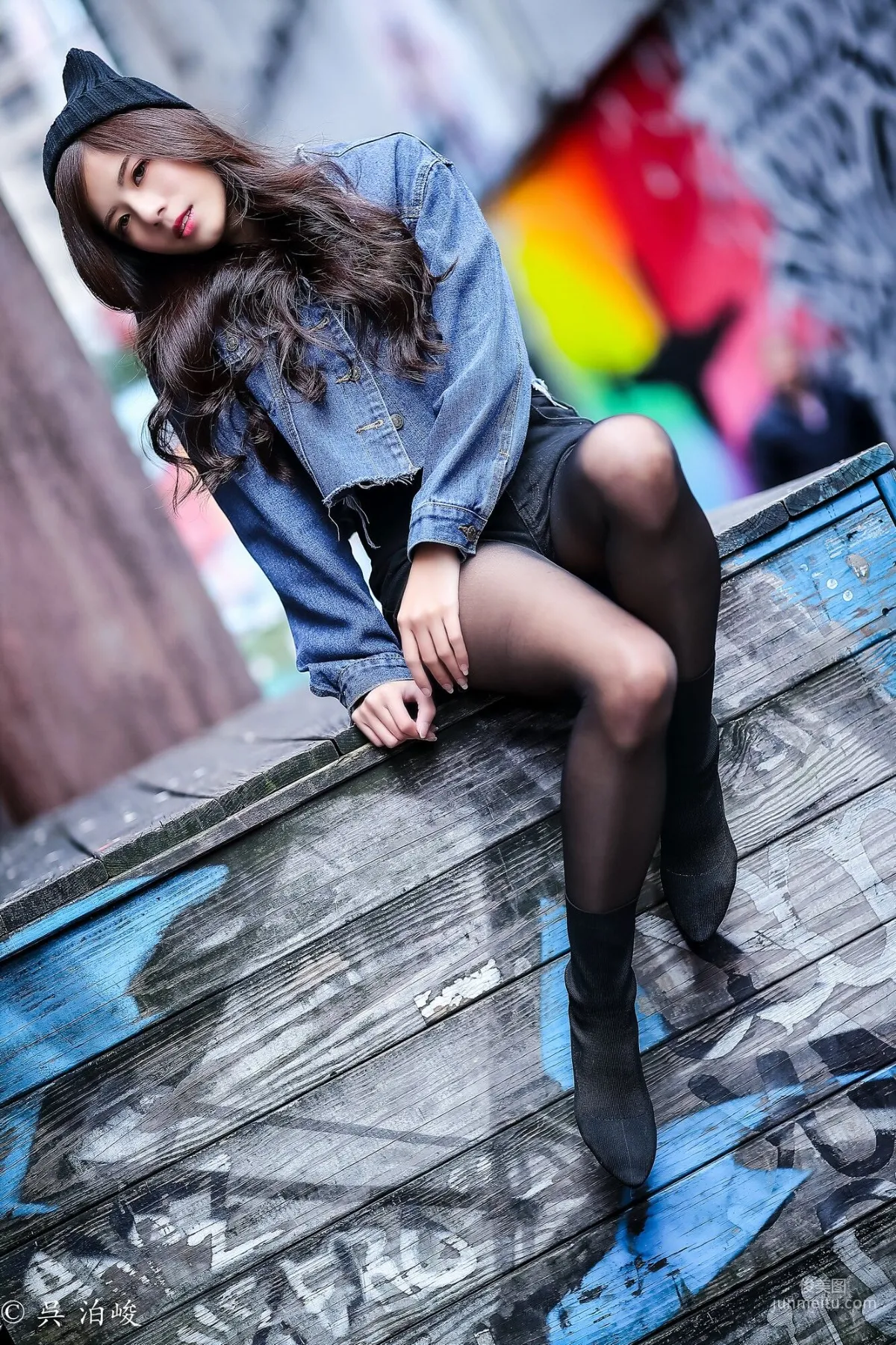 [Taiwan Beauties] Chubby Fang - 3 Outfits Black Stockings Street Snap Photo Set photo 17