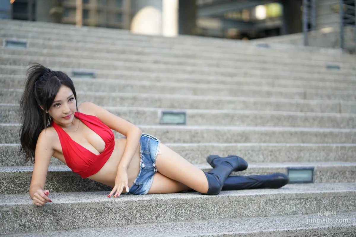 [Taiwan Beauties] Zhao Yun Syuan, Taichung Art Museum Denim Long Boots Street Snap Photo Set photo 13