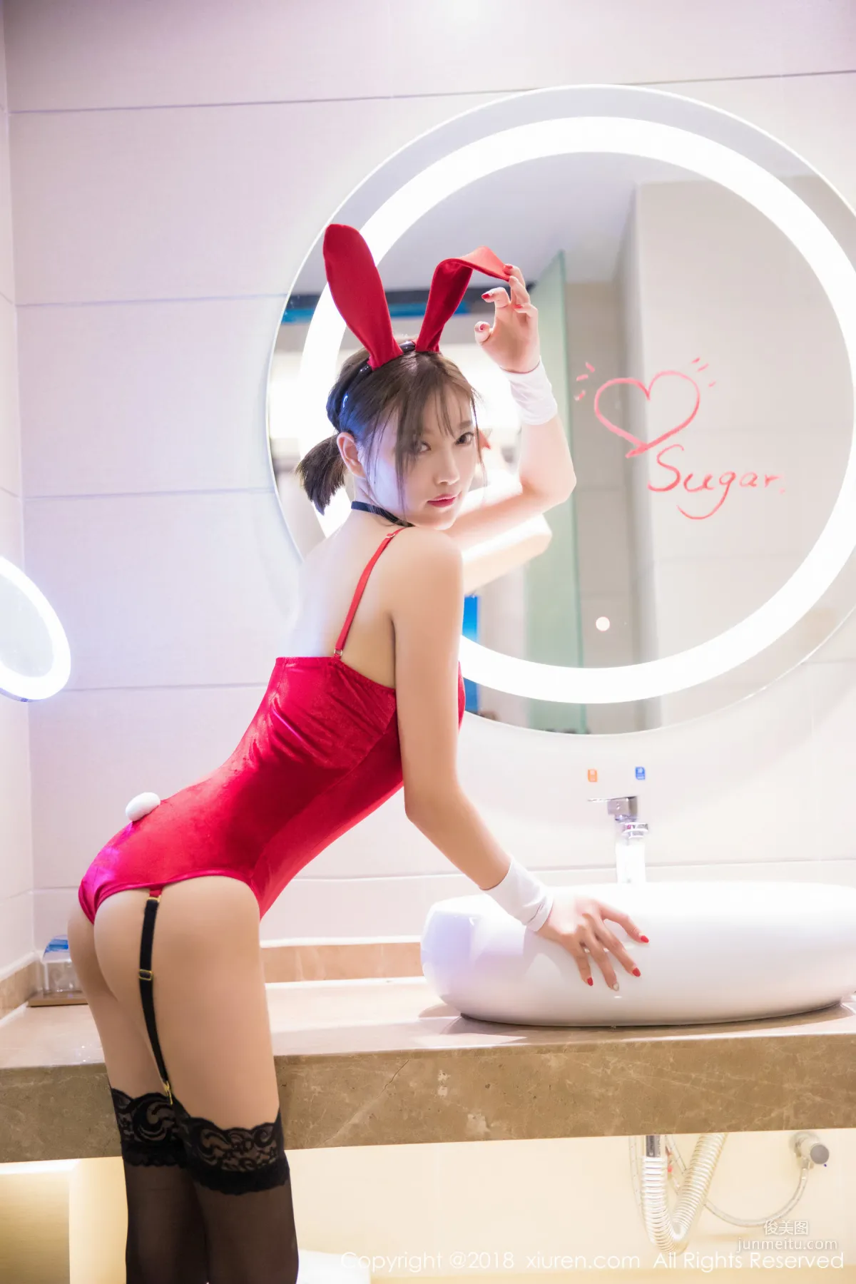 Yang Chenchen Sugar "Black Stockings Bunny Girl + Bathroom Wet Body Series" [XiuRen] No.1033 Photo Set photo 25